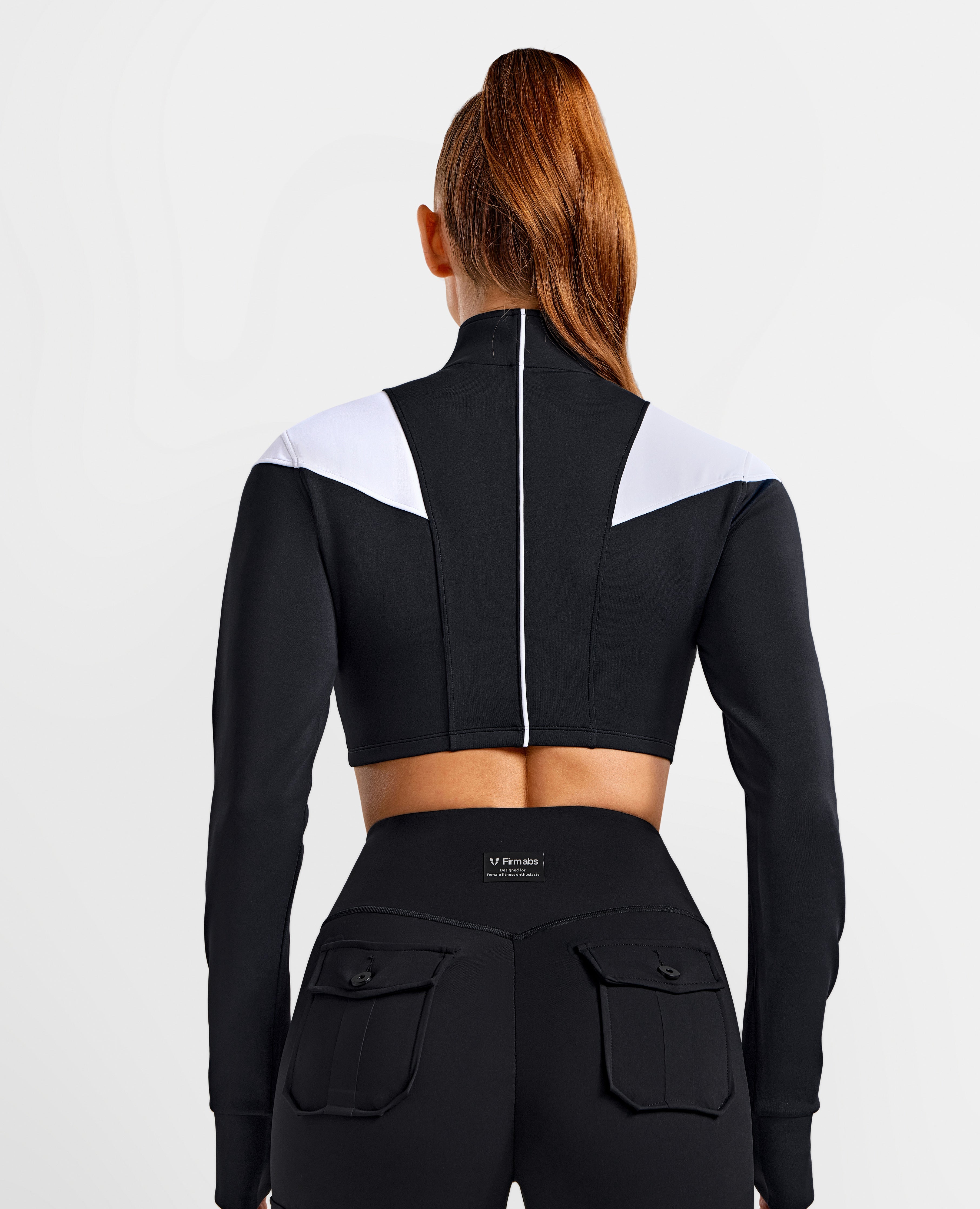 FIRM ABS Vivid Fit Crop Jacket - Black and White - view 6