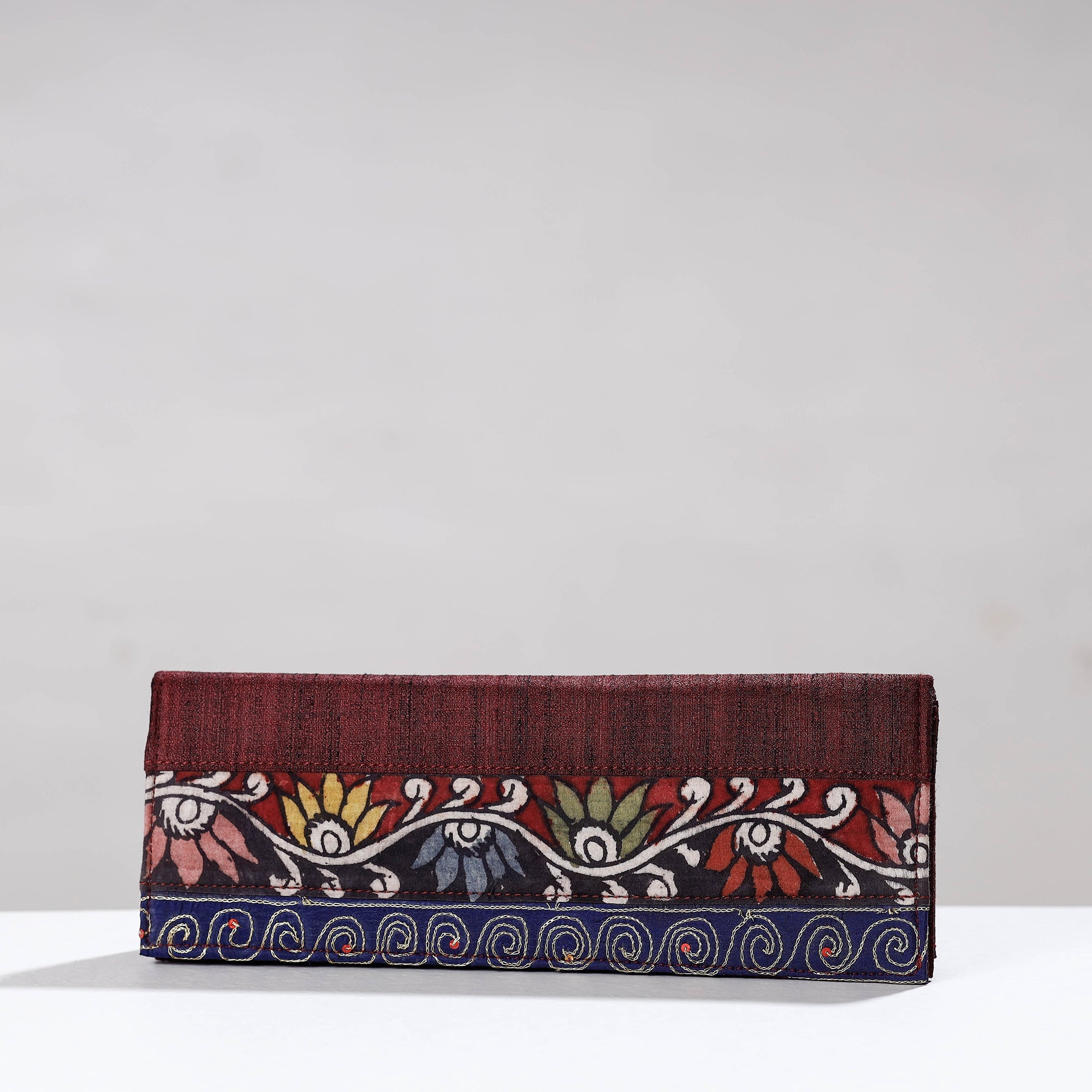 DWARAKA PLUS Brown - Handpainted Kalamkari Ghicha Silk Clutch