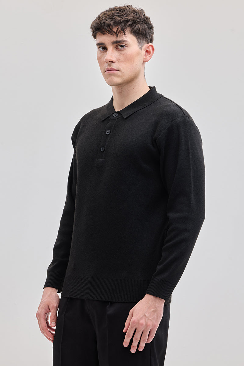 SNITCH Black Knitted Polo Sweater - view 7