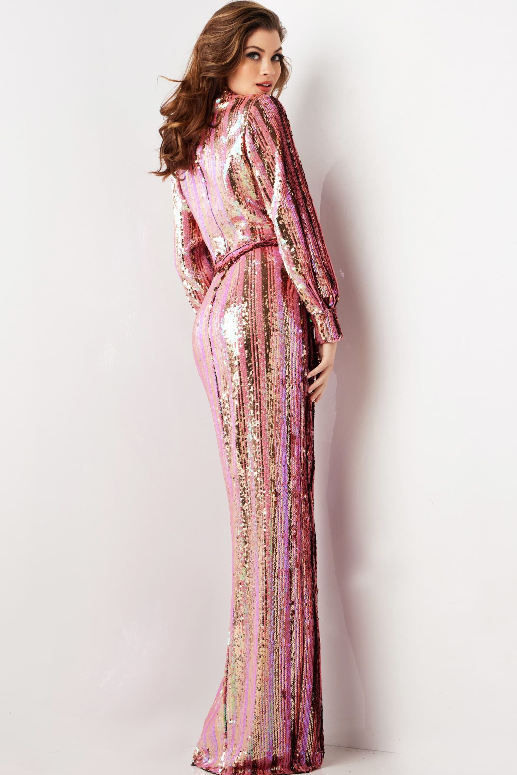 Jovani 26136 Sequin Long Sleeve Formal Evening Dress - view 2
