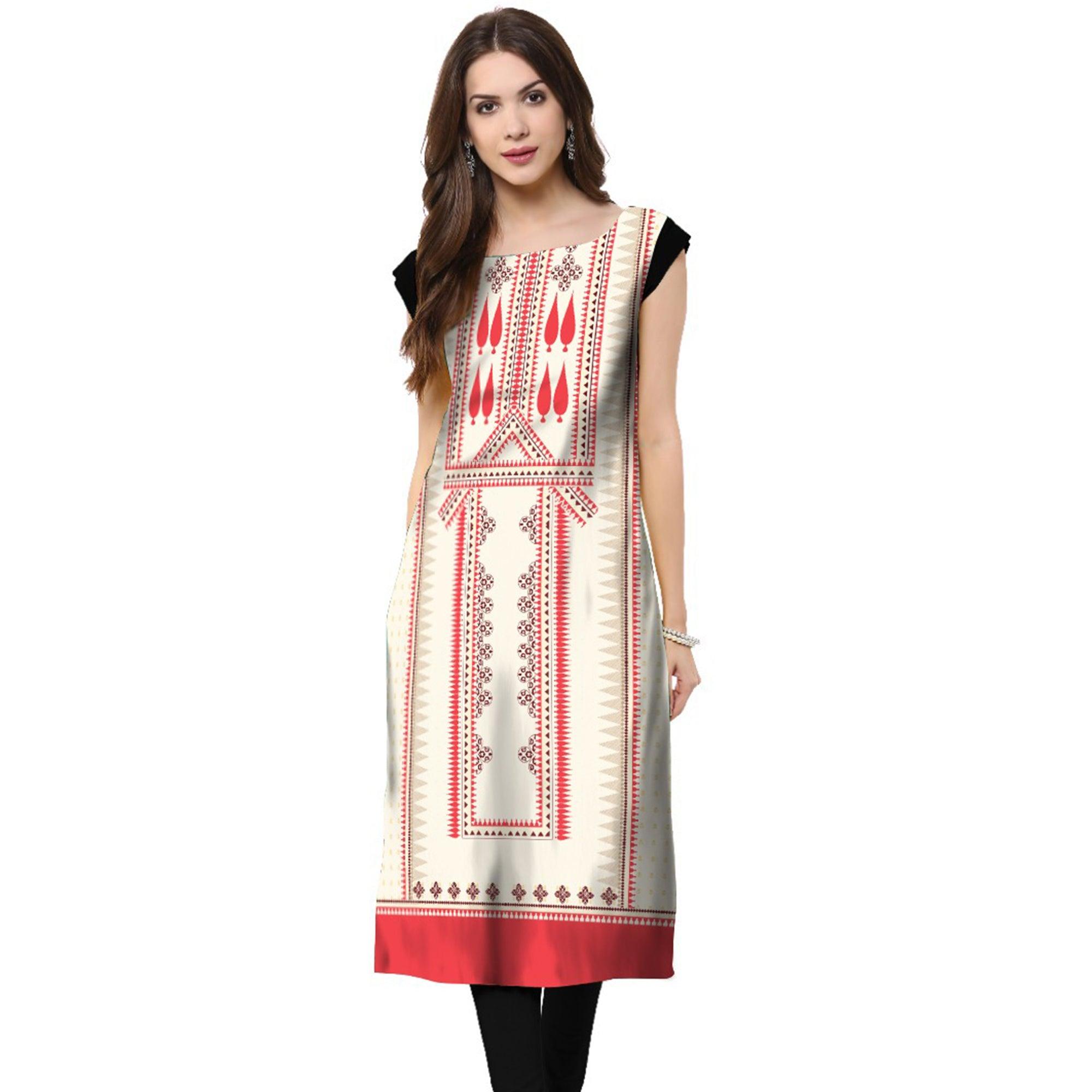 Peachmode Seller Multi Color Casual Wear Digital Printed Crepe Kurti