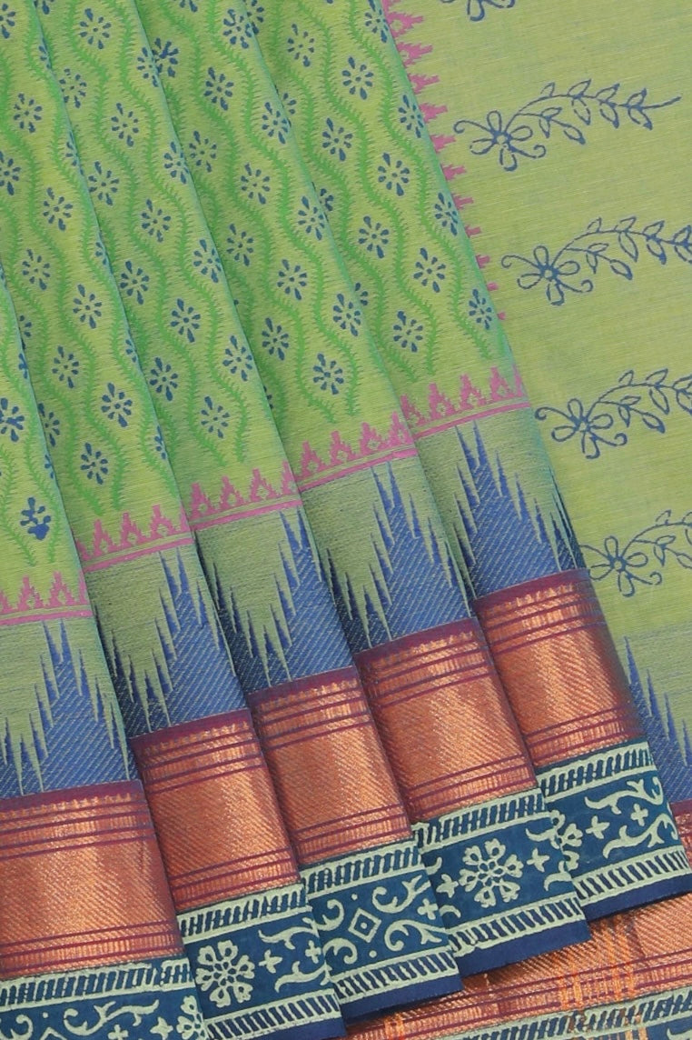 Kalanjali Ethnics Hand block printed cotton saree Hand block printed cotton saree