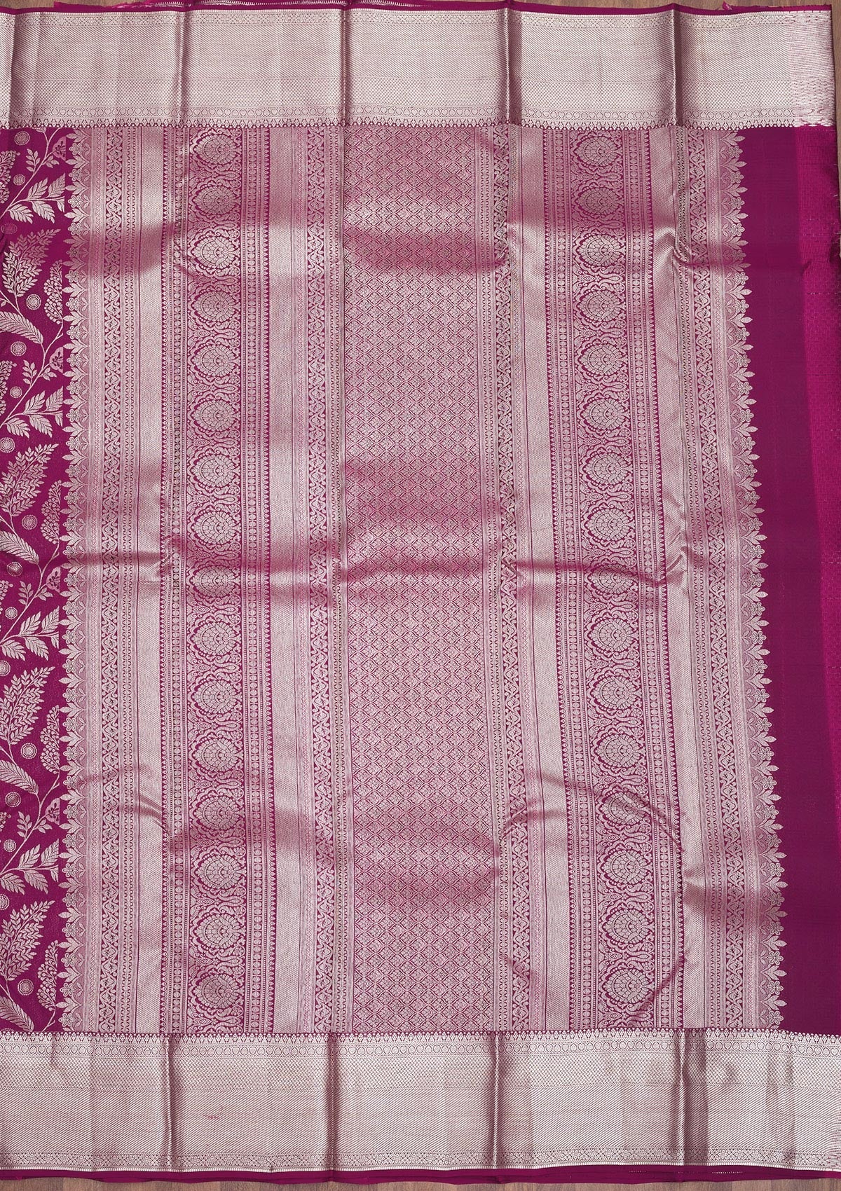 Koskii Wine Zariwork Pure Silk Saree – Women's - view 5