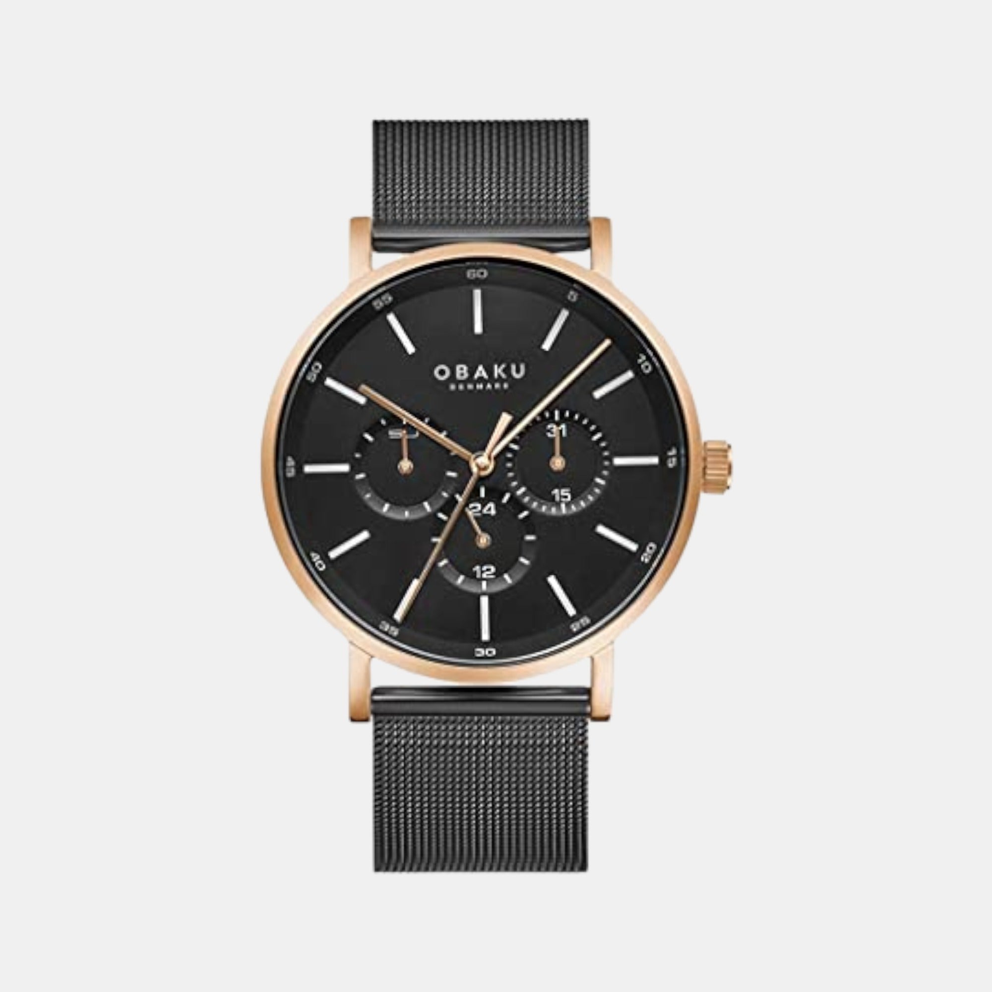 Obaku Ege Night Men Quartz Black Dial Analog Stainless Steel Watch V246GMVBMB