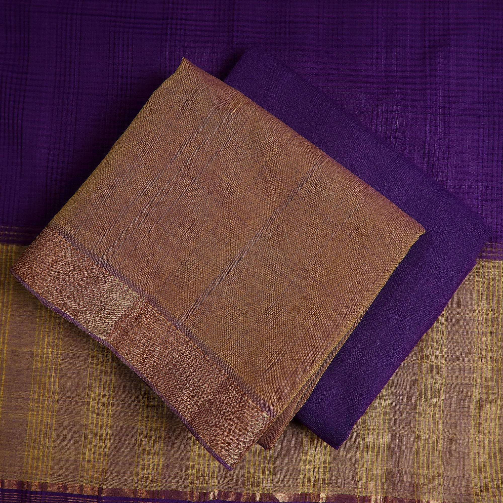 SOUTH KARGHA Brown - 3pc Handloom Cotton Mangalagiri Dress Material 13 - view 2