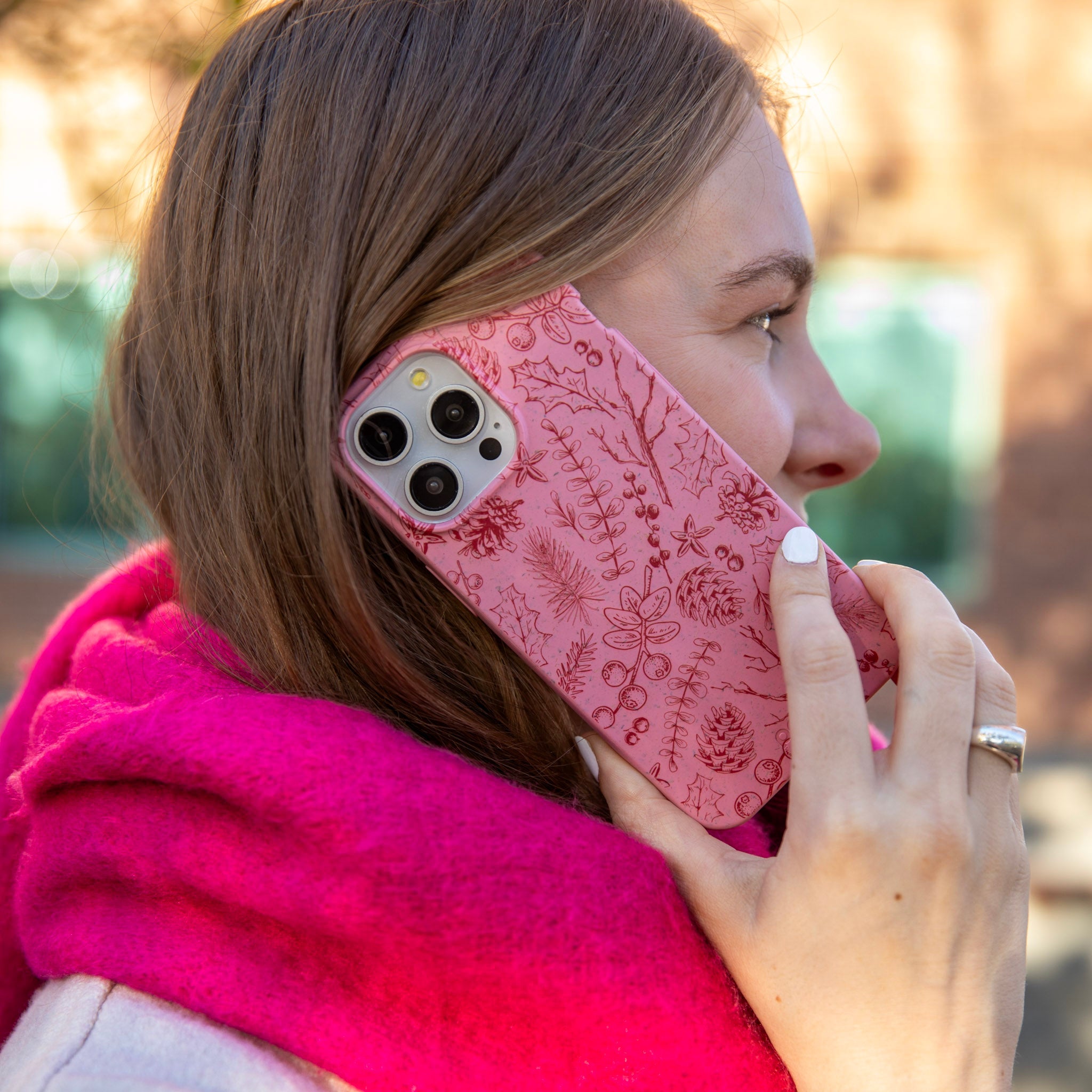 BlackTree Bubblegum Pink Festive Forest iPhone 16 Pro Case - view 3