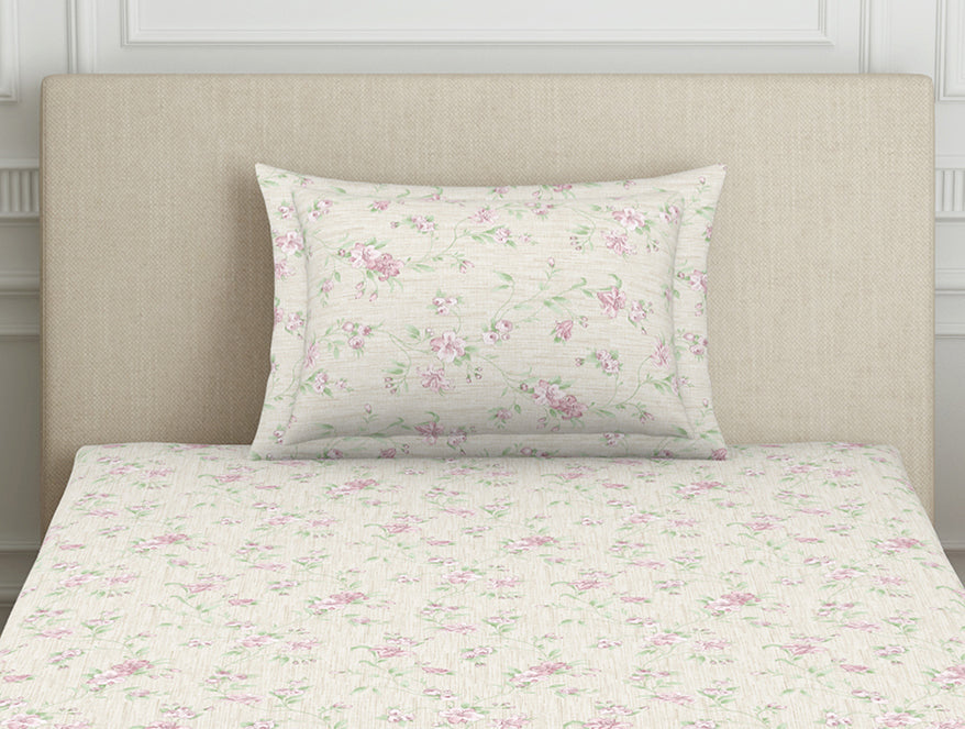 Spaces India Gloral Pink Polycotton Bedsheets Single Harmony - By Welspun - view 5