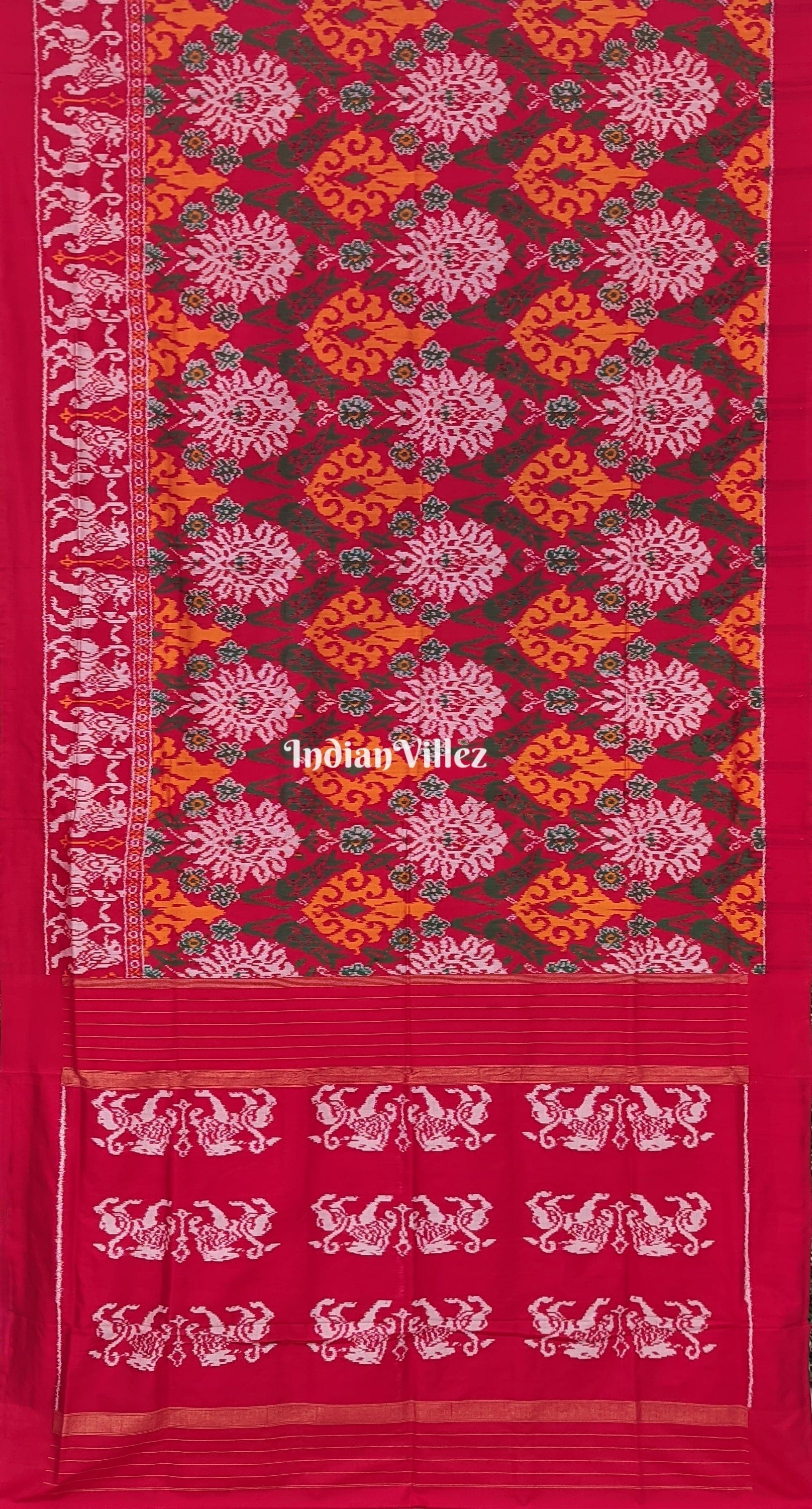 IndianVillèz Multicolored Floral Design Silk Handloom Pochampally Ikat Saree - view 2