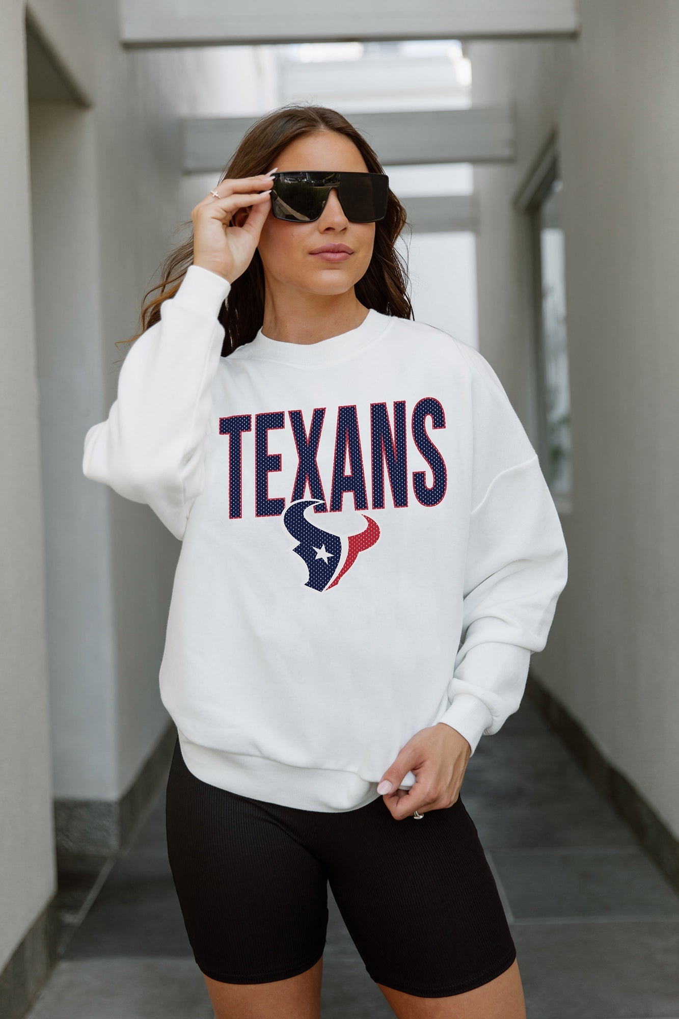 GC X NFL Houston Texans Just Go With It Premium Fleece Drop Shoulder Crewneck Pullover