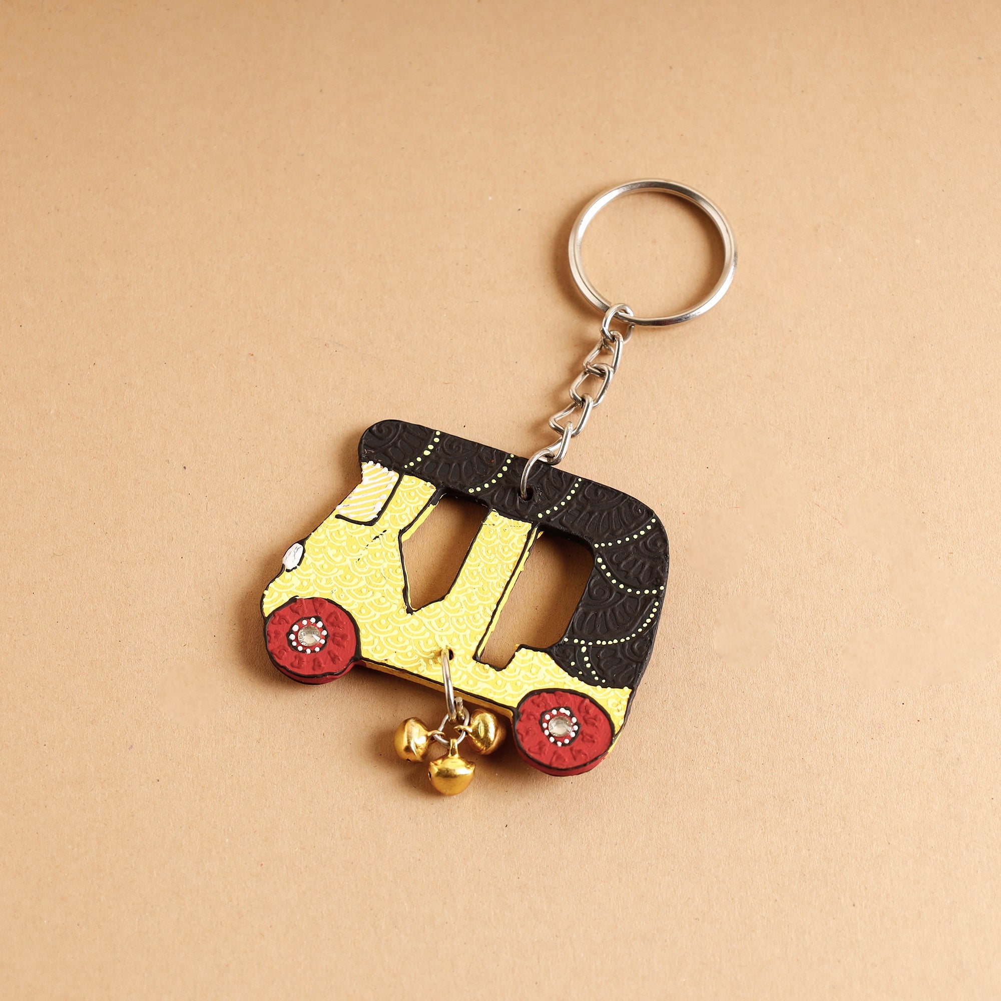 ABSTRACT WORLD BY RACHNA Auto - Abstract Pastel Handpainted Wooden Key Chain