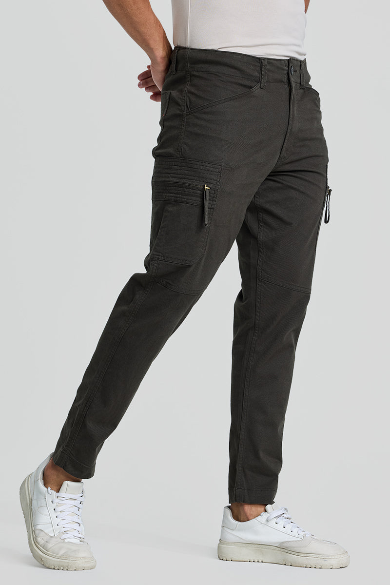 SNITCH Olive Slim Fit Cargo Pants - view 5