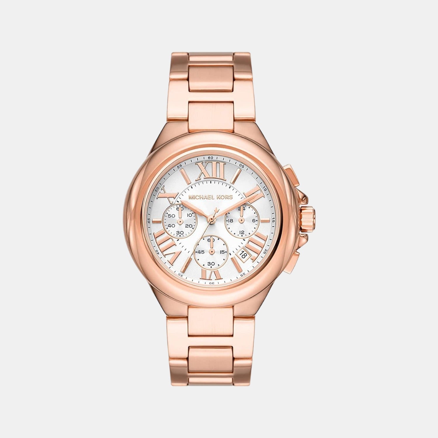 Michael Kors Camille Women Quartz Rose Gold Dial Chronograph Stainless Steel Watch MK7271