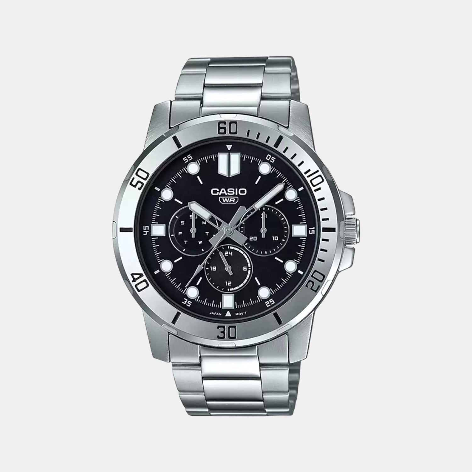 Casio Enticer Men Quartz Black Dial Multi-Function Stainless Steel Watch A1748
