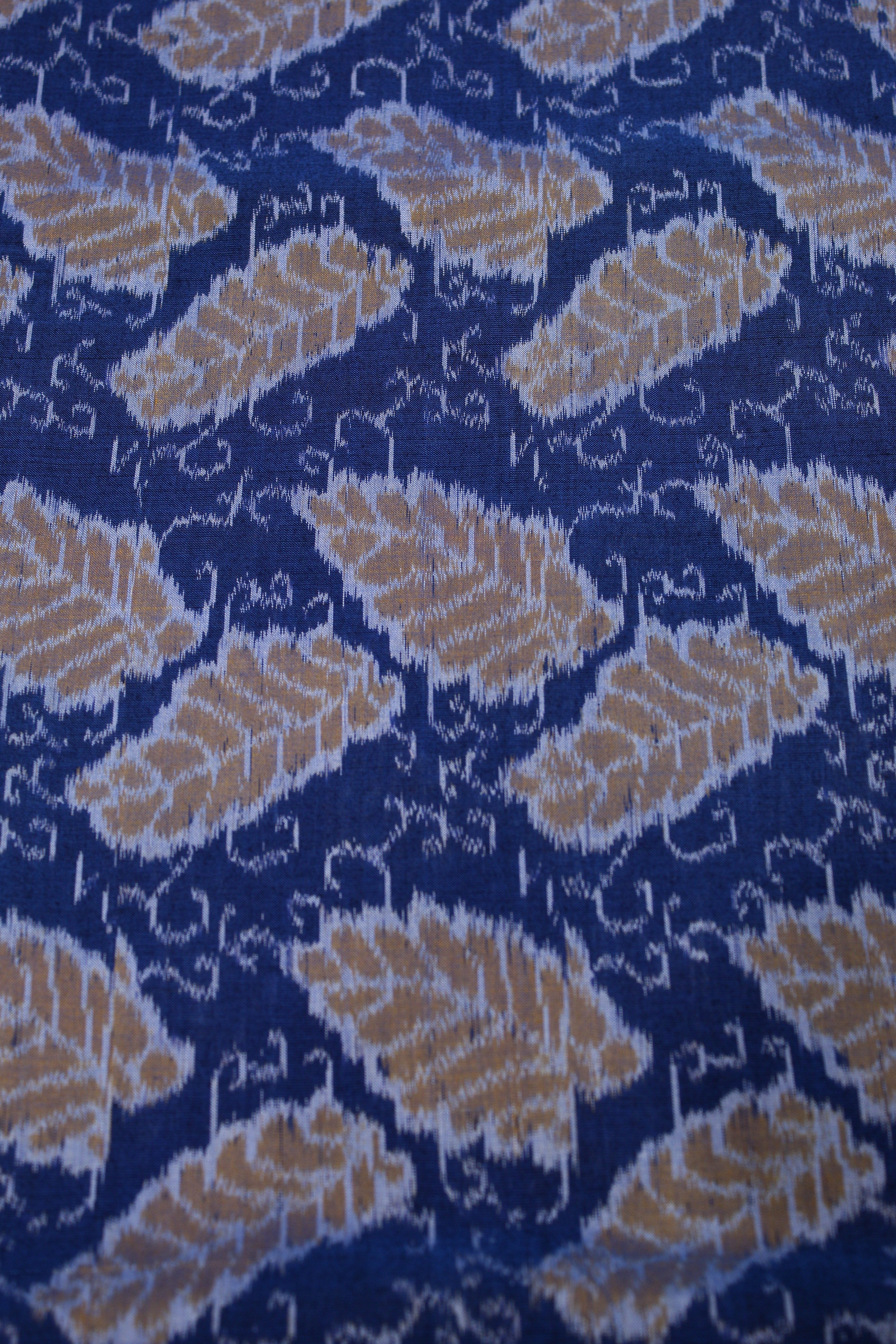 IndianVillèz Sky Blue Leaf Design Sambalpuri Ikat Cotton Fabric - view 3