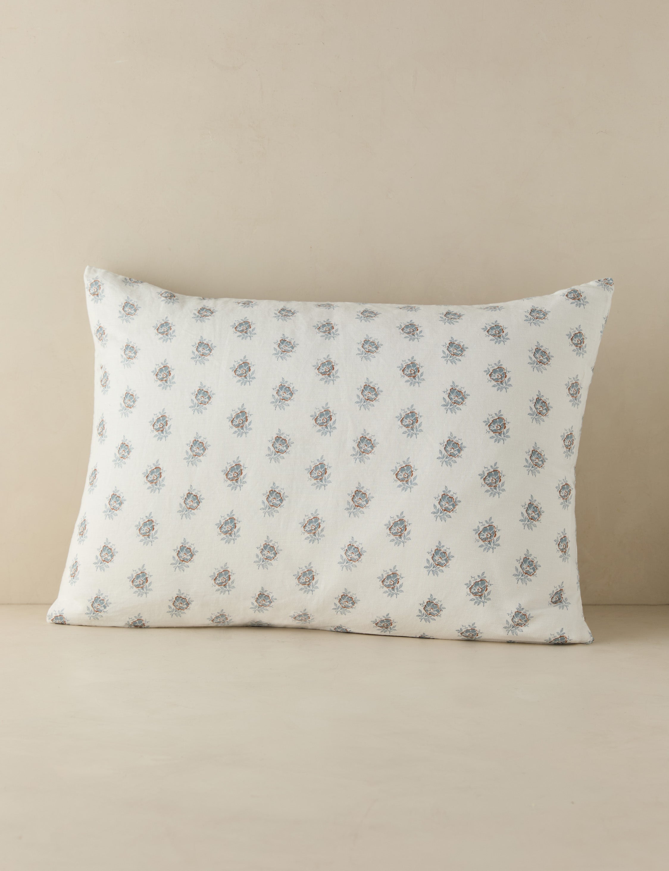 Lulu and Georgia Montreal Linen Cotton Sham – Ivory and Denim