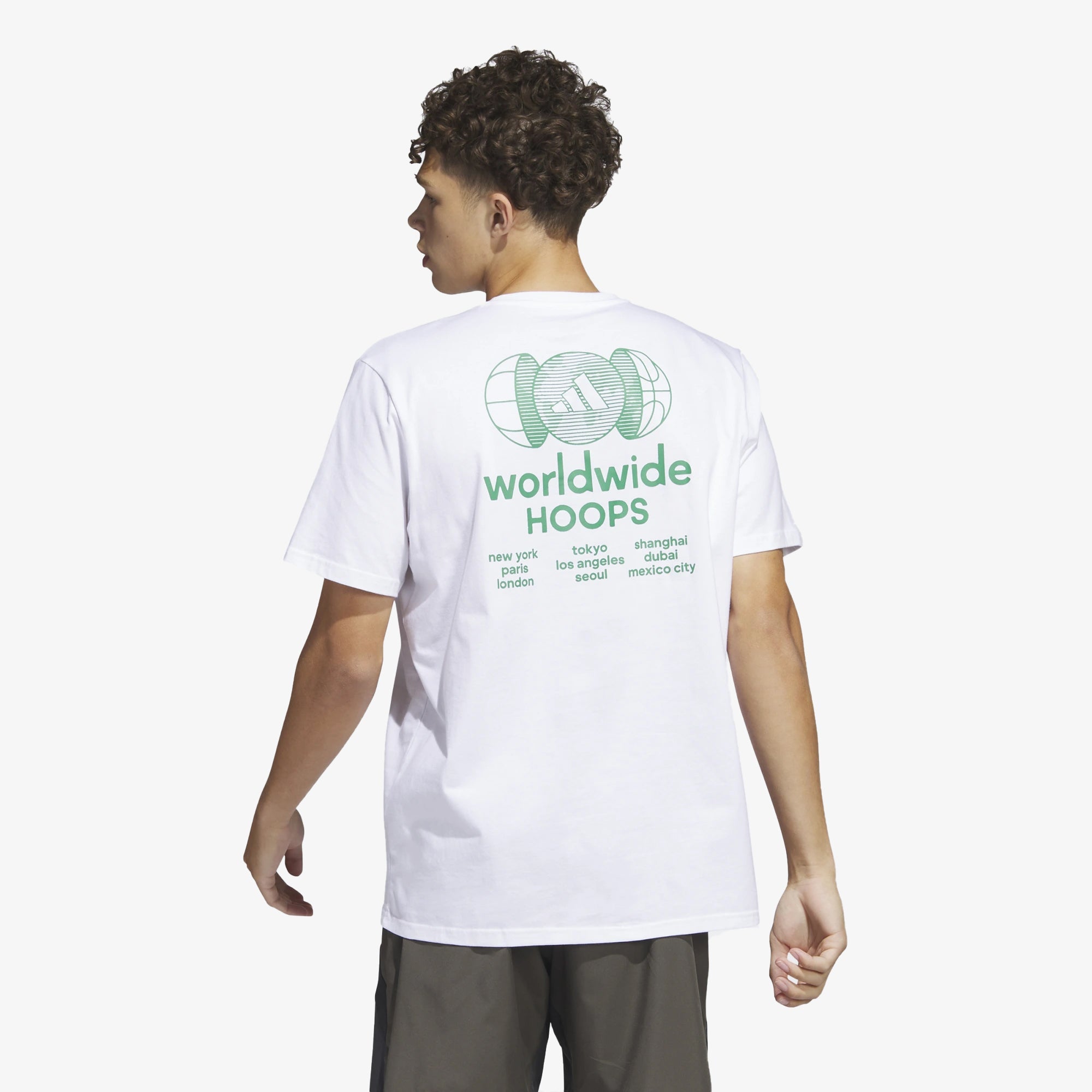 Adidas | WORLDWIDE HOOPS CITY BASKETBALL GRAPHIC TEE { WHITE
