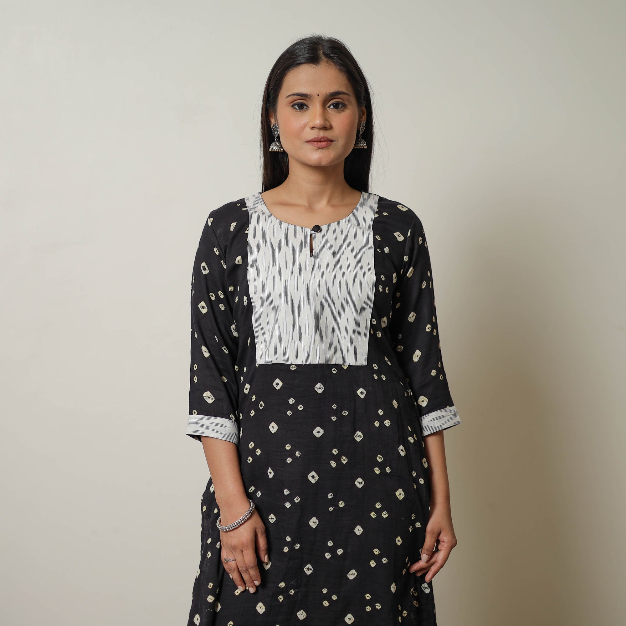 ITOKRI CASUALS Black - Tie & dye Cotton Straight Bandhani Kurta 03