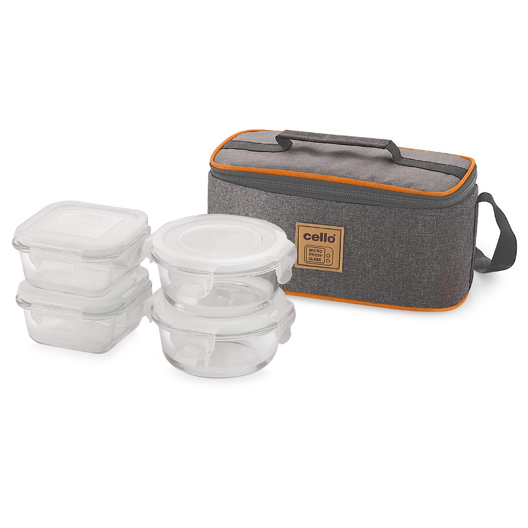 Cello Royale Borosilicate Glass Lunch Box with Jacket, Set of 4 - view 2