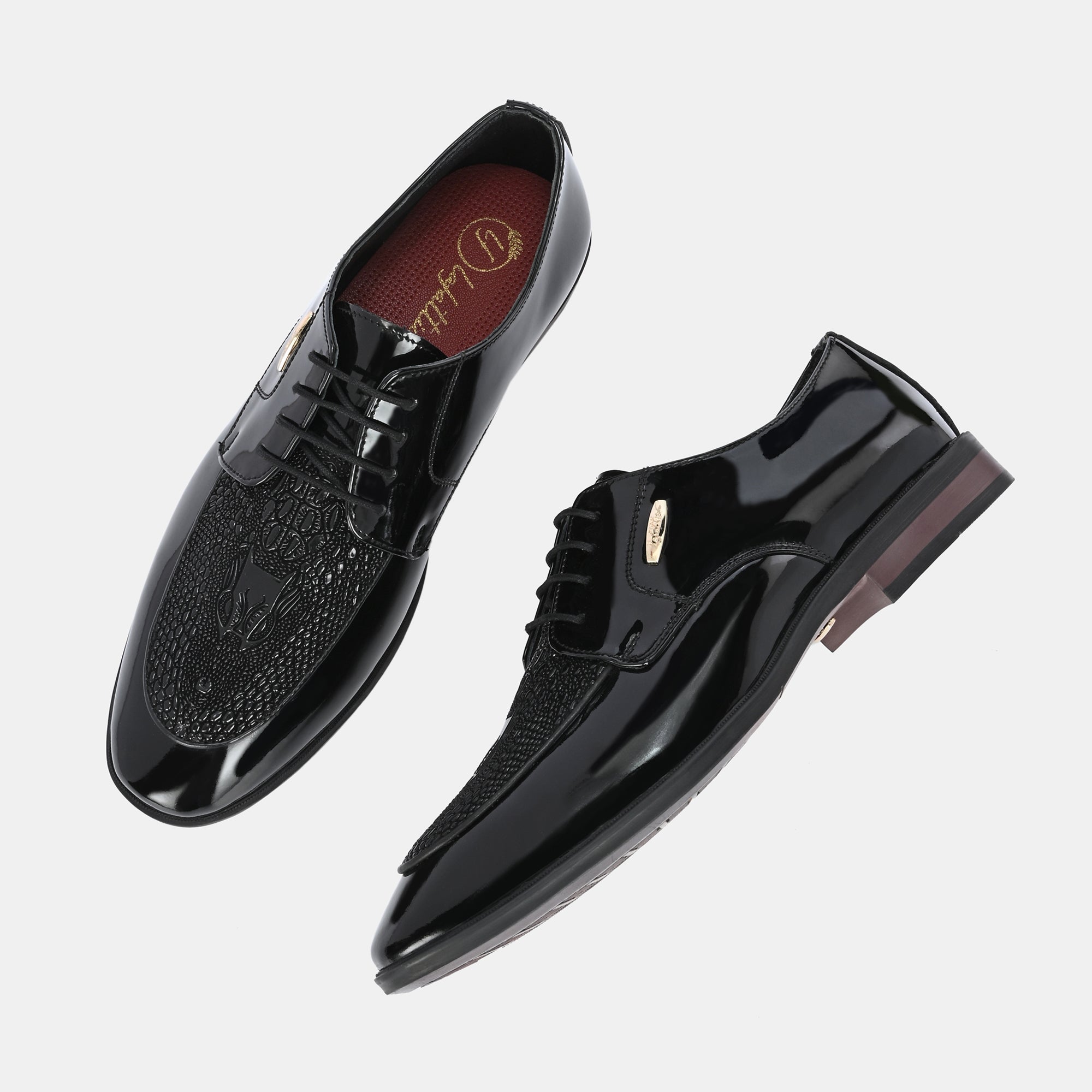 Hand Engraved Lace-Up Shoes by Lafattio – Black - view 2