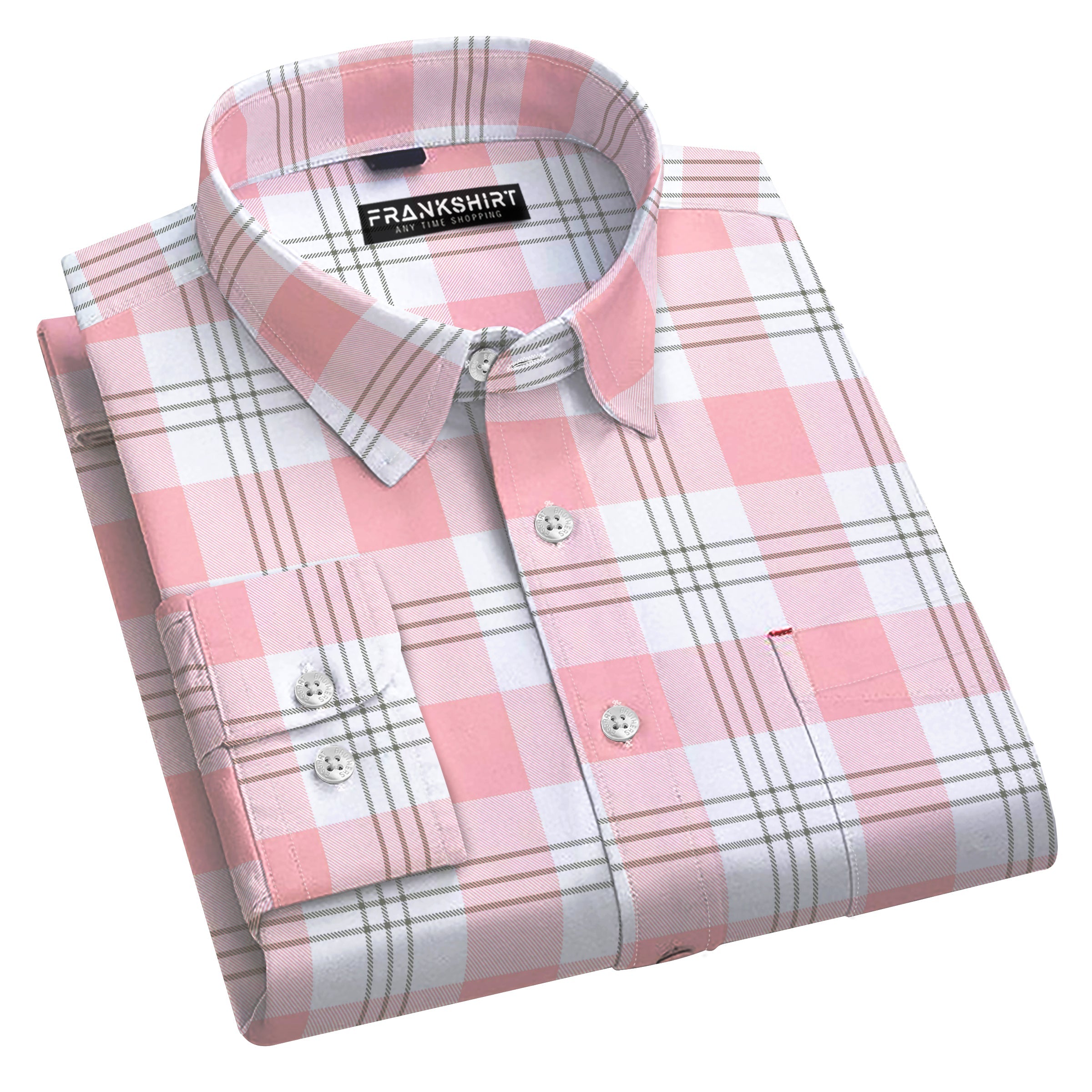 100 cotton shirt – BlackTree White and Pink Check I Regular Fit I 100% Cotton Shirt