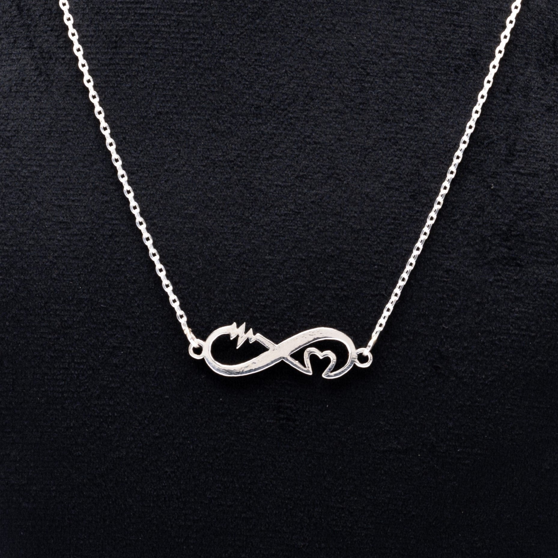 Prinjal Jewellers Silver Name Chain with Infinity and Heart Pendant for Couples - view 2