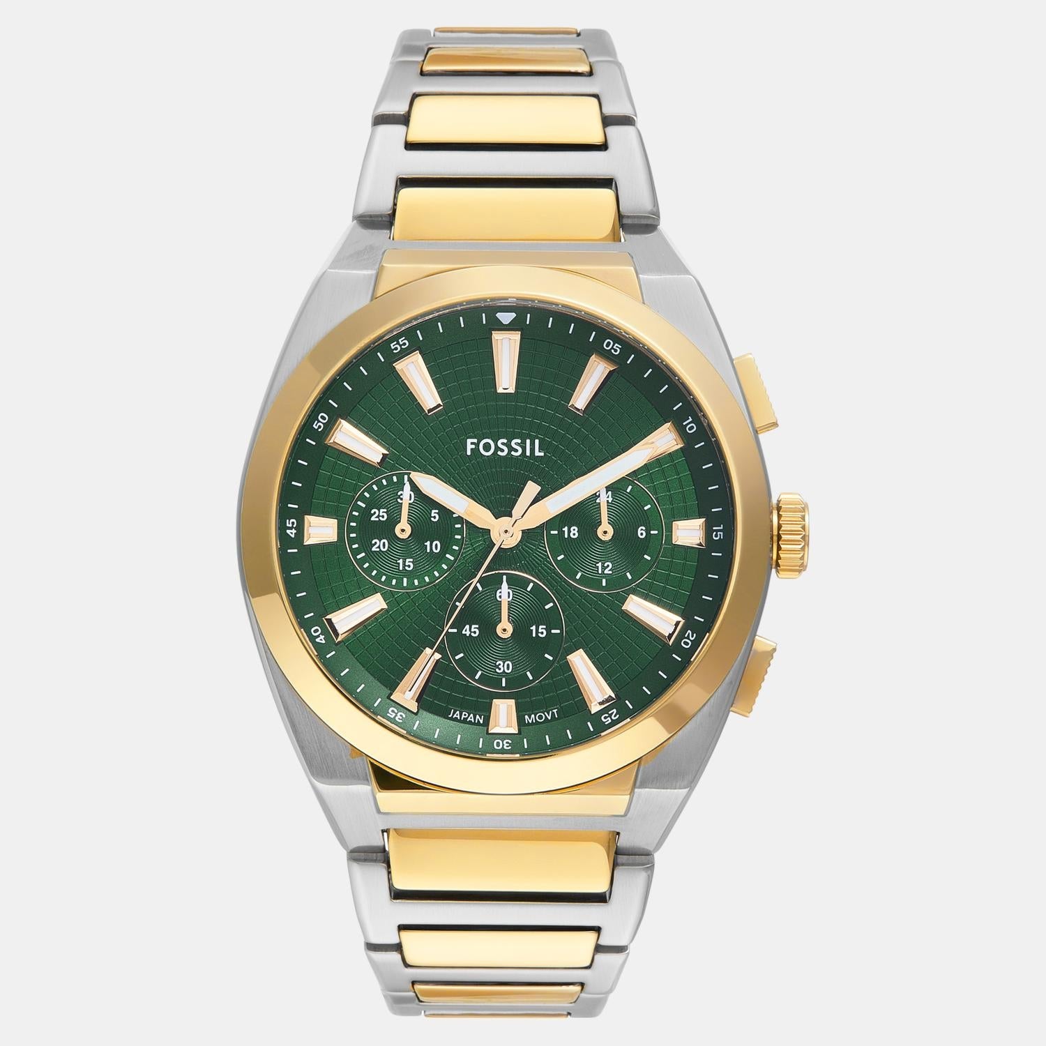 Fossil Everett Men Quartz Green Dial Chronograph Stainless Steel Watch FS6106 - view 2