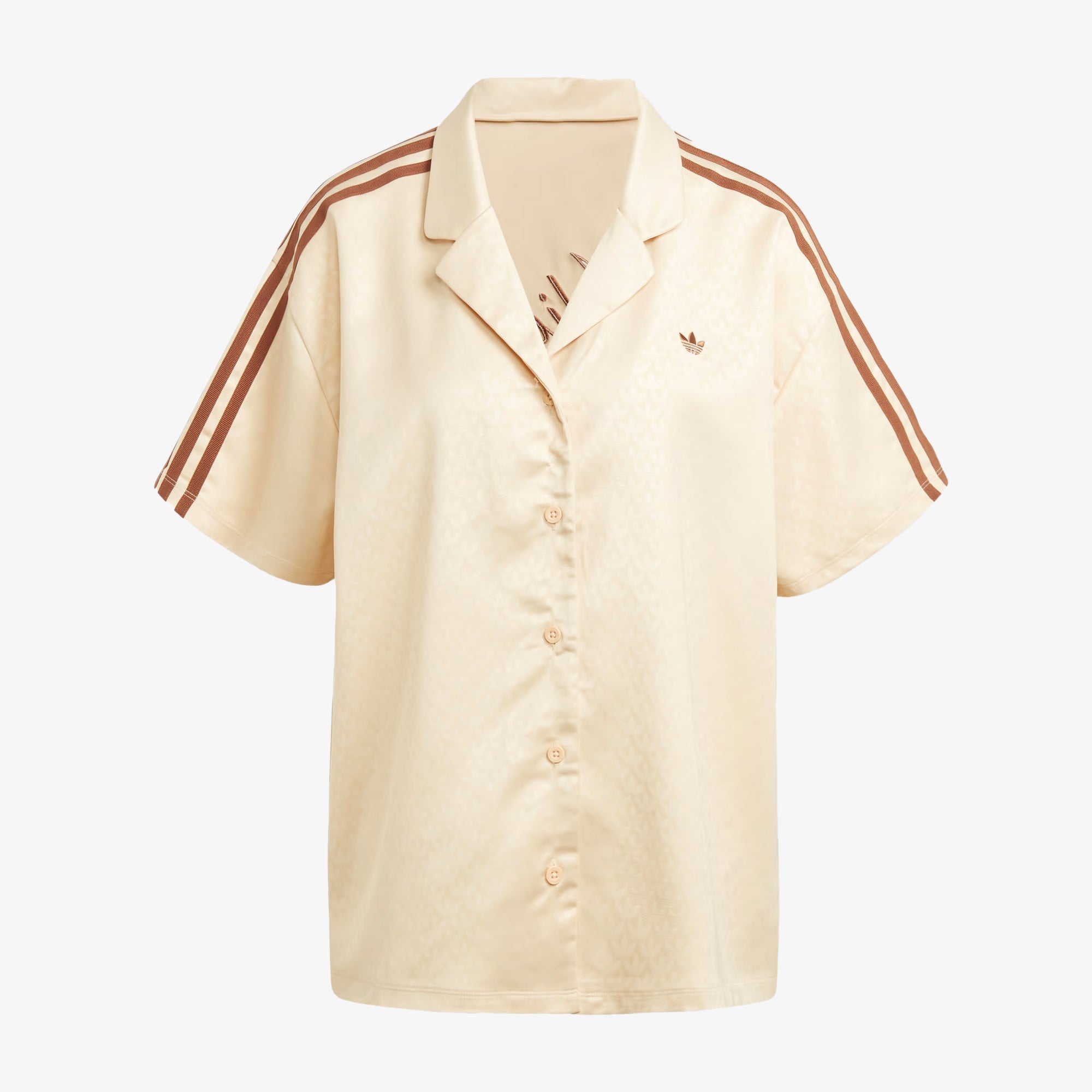 Adidas Originals | FASHION MONOGRAM SATIN BOWLING SHIRT { CRYSTAL SAND - view 5