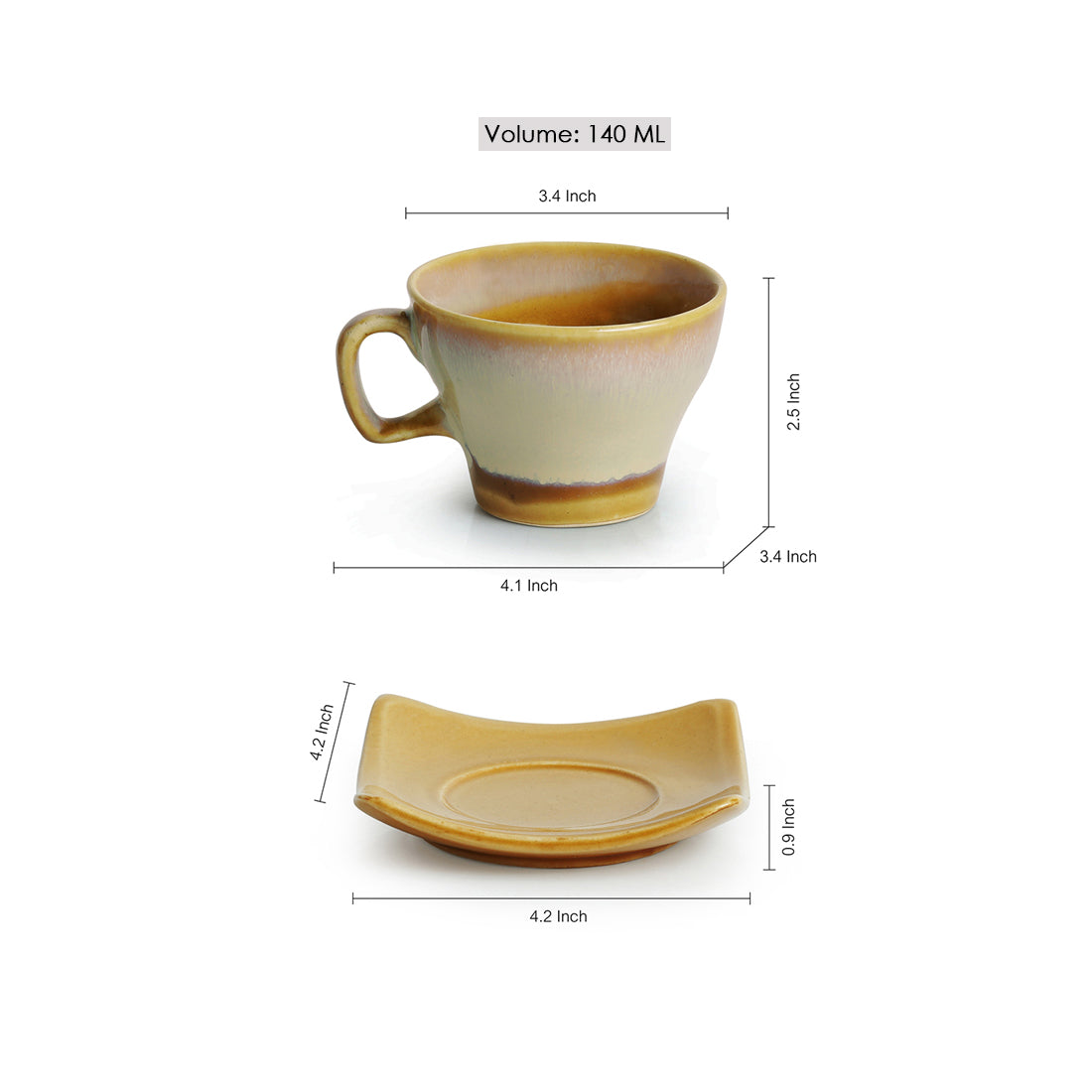 EXCLUSIVELANE 'A Universe in Chai' Tea Cups & Saucers Set Dual Glazed Studio Pottery In Ceramic (Set Of 6) - view 5