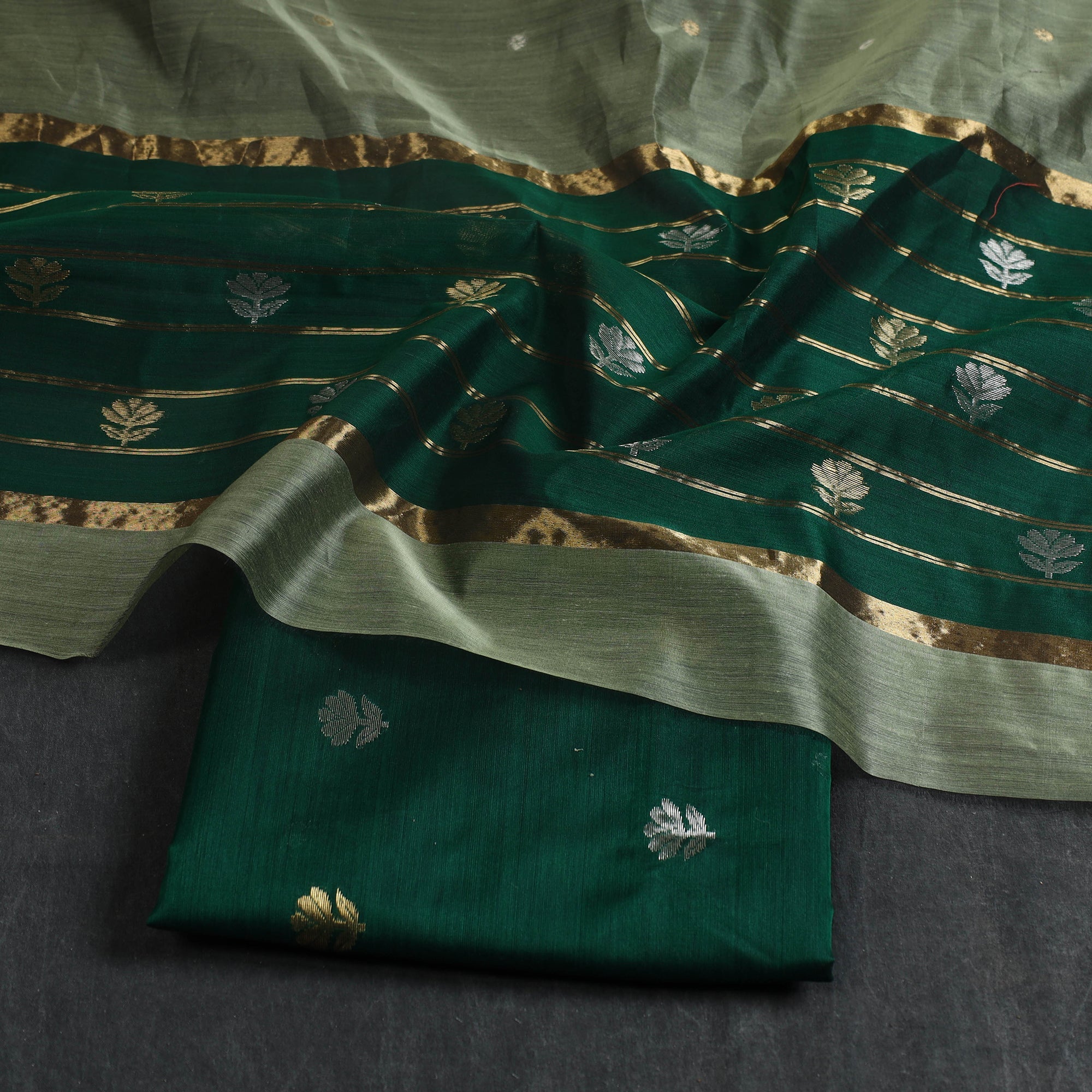 CHANDERI BY RAUPH KHAN 2pc Zari Buti Handloom Chanderi Silk Dress Material 14 - view 2