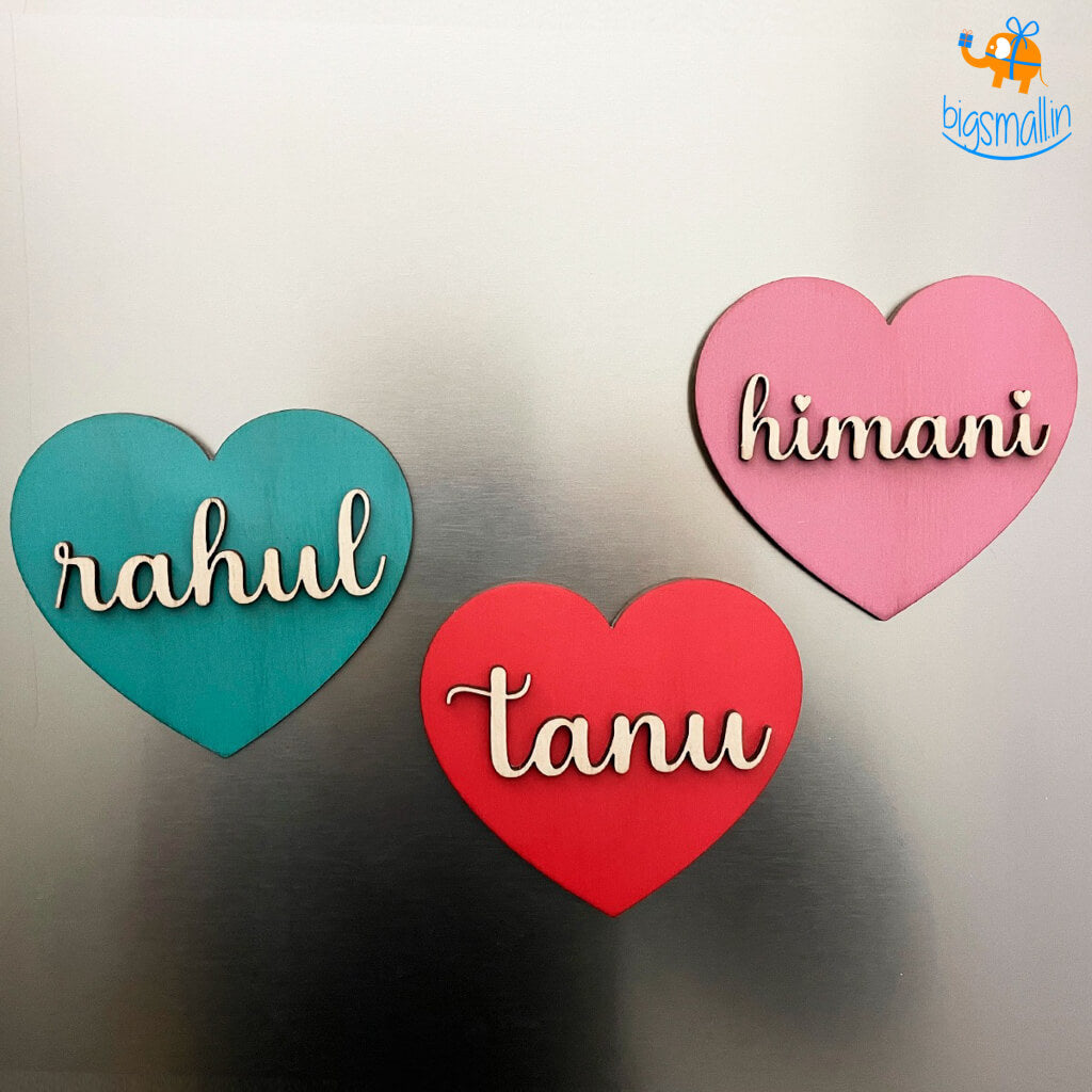 Chitra Chaya Personalized Heart Name Wooden Fridge Magnet - view 2