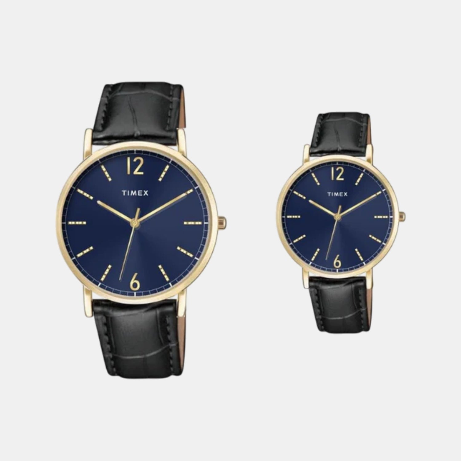 Timex Fashion Couple Quartz Blue Dial Analog Leather Watch TW00PR335