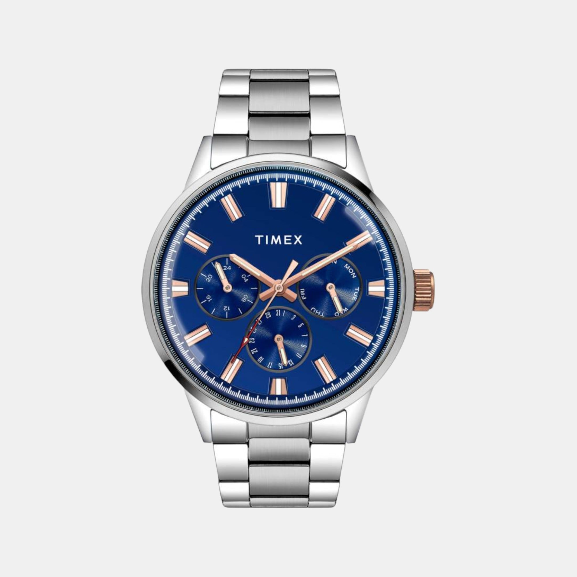 Timex Fashion Men Quartz Blue Dial Chronograph Stainless Steel Watch TWEG19909