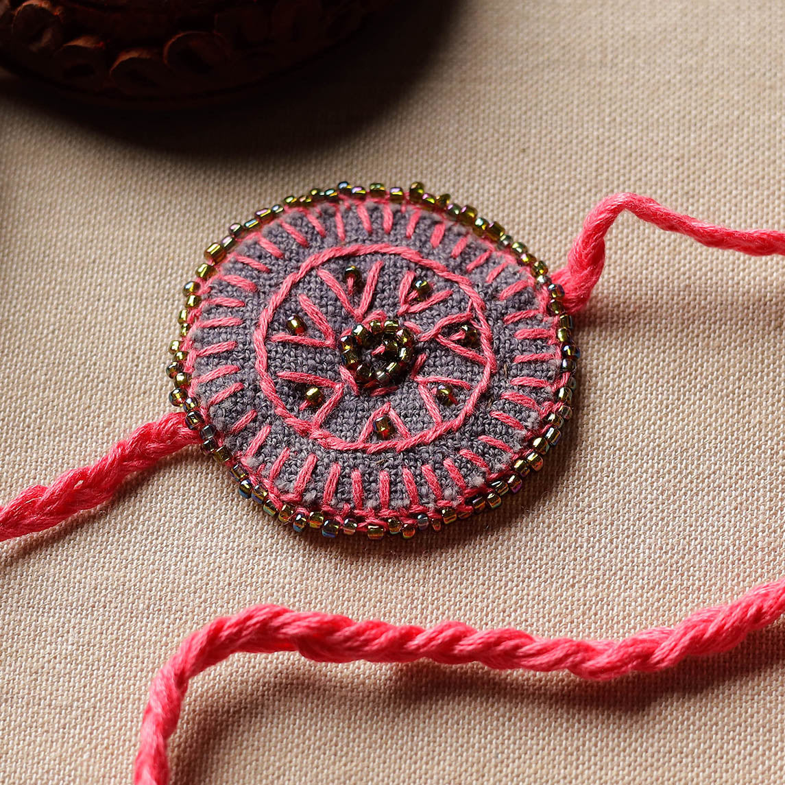 Beads & Thread Embroidered Reusable Rakhi by Neeli Titlee 67 - view 2
