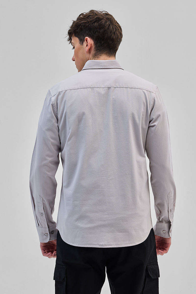 SNITCH Light Grey Solid Double Pocket Overshirt - view 7