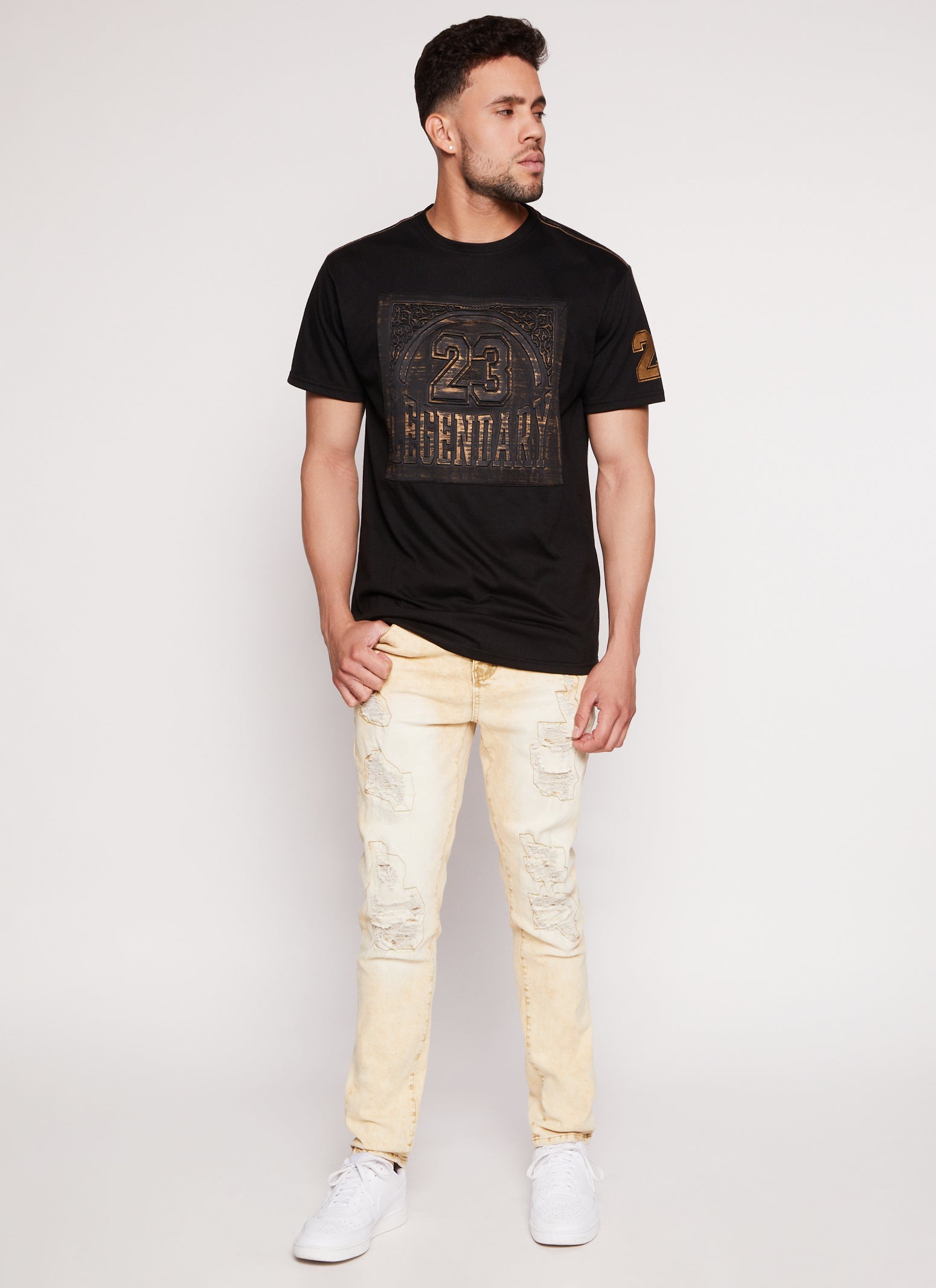 Rainbow Shops Mens Legendary 23 Sleeve Patch Graphic Tee - view 2