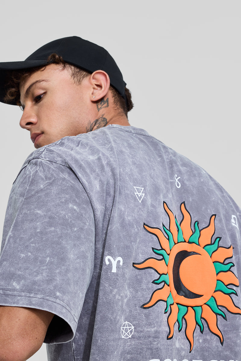 SNITCH Divine Grey Oversized Fit T-Shirt
