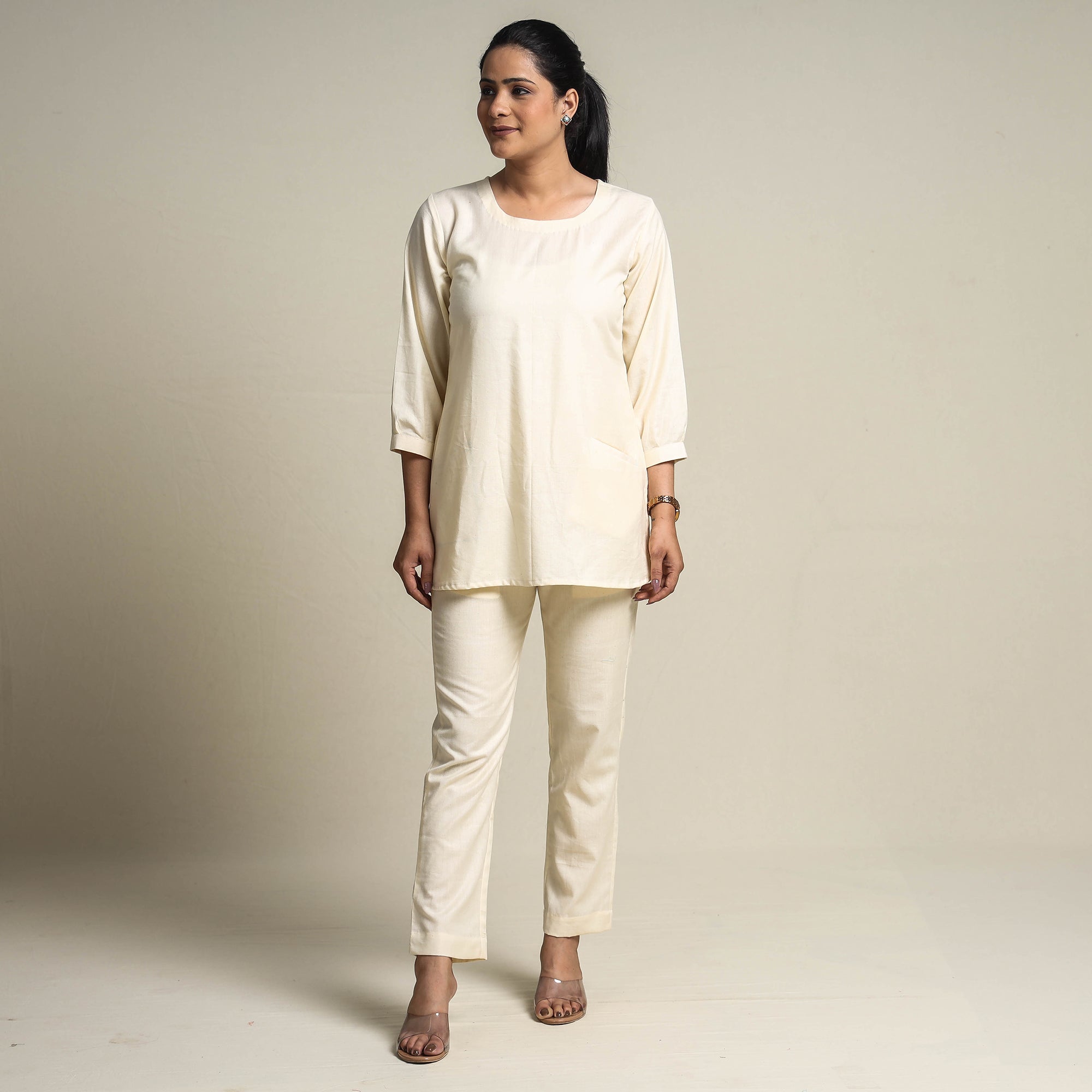 ITOKRI CASUALS Beige - Plain Linen Cotton Co-Ord Set