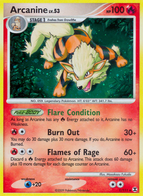 Rare holo pl2-1 – Pokémon Arcanine - 1/111 - Rare Holo [pl2-1] [Reverse Holo] - Arcanine - 1/111 - Rare Holo