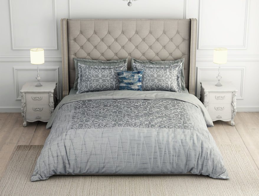 100 cotton shell – Spaces India Floral Nimbus Cloud - Light Grey 100% Cotton Shell Bed In A Bag - Toujours By Spaces