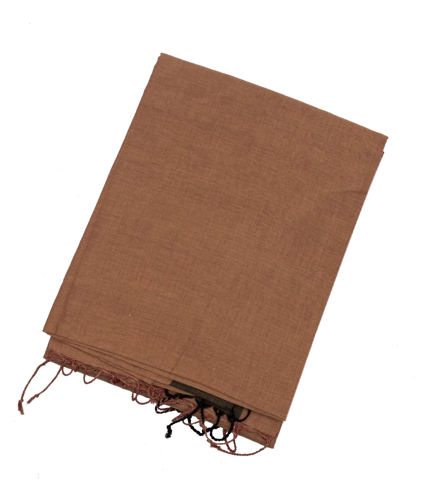 RmKV Beige Handloom Bengal Cotton Saree With Black Border