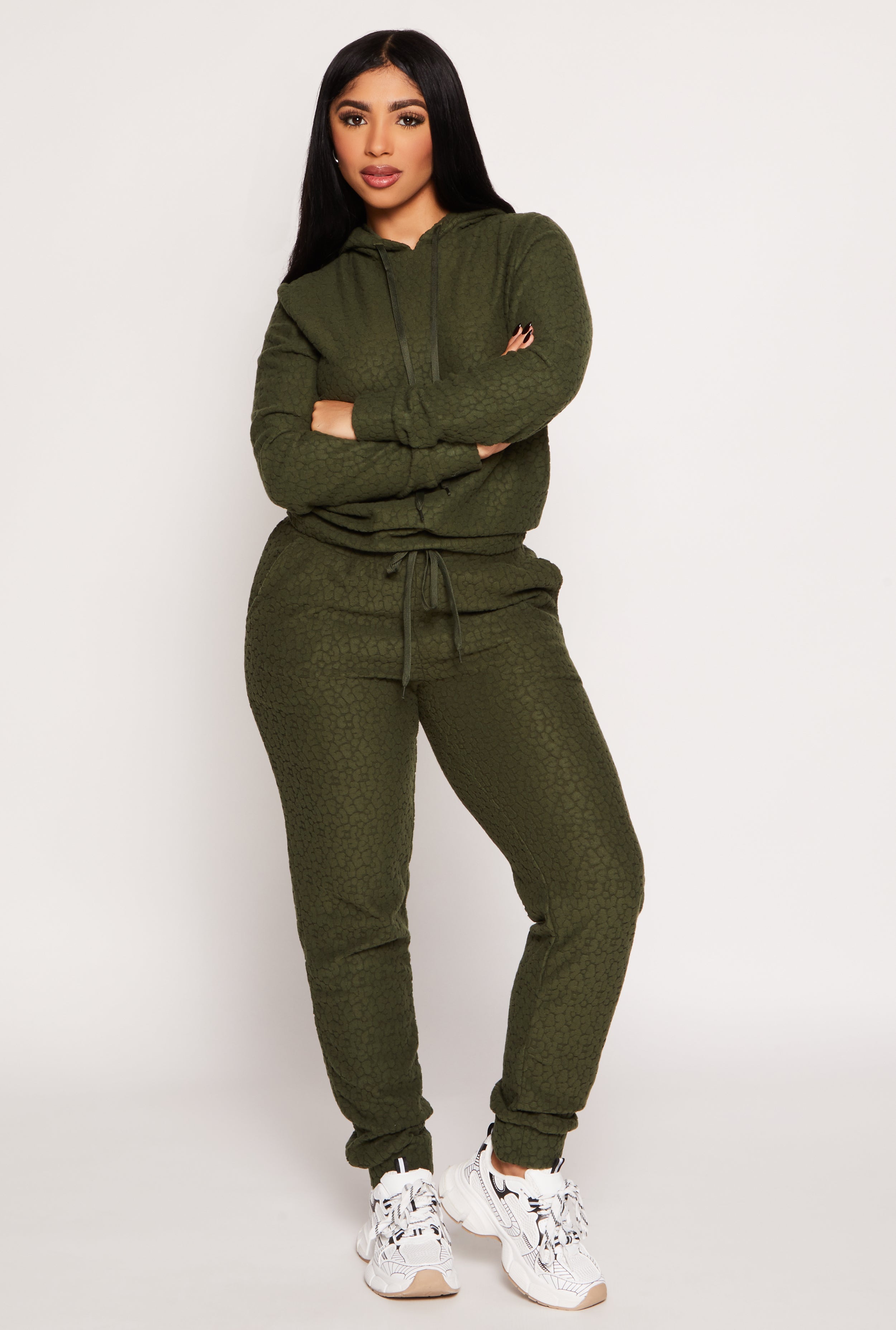 Rainbow Shops Leopard Textured Knit Joggers – Women's