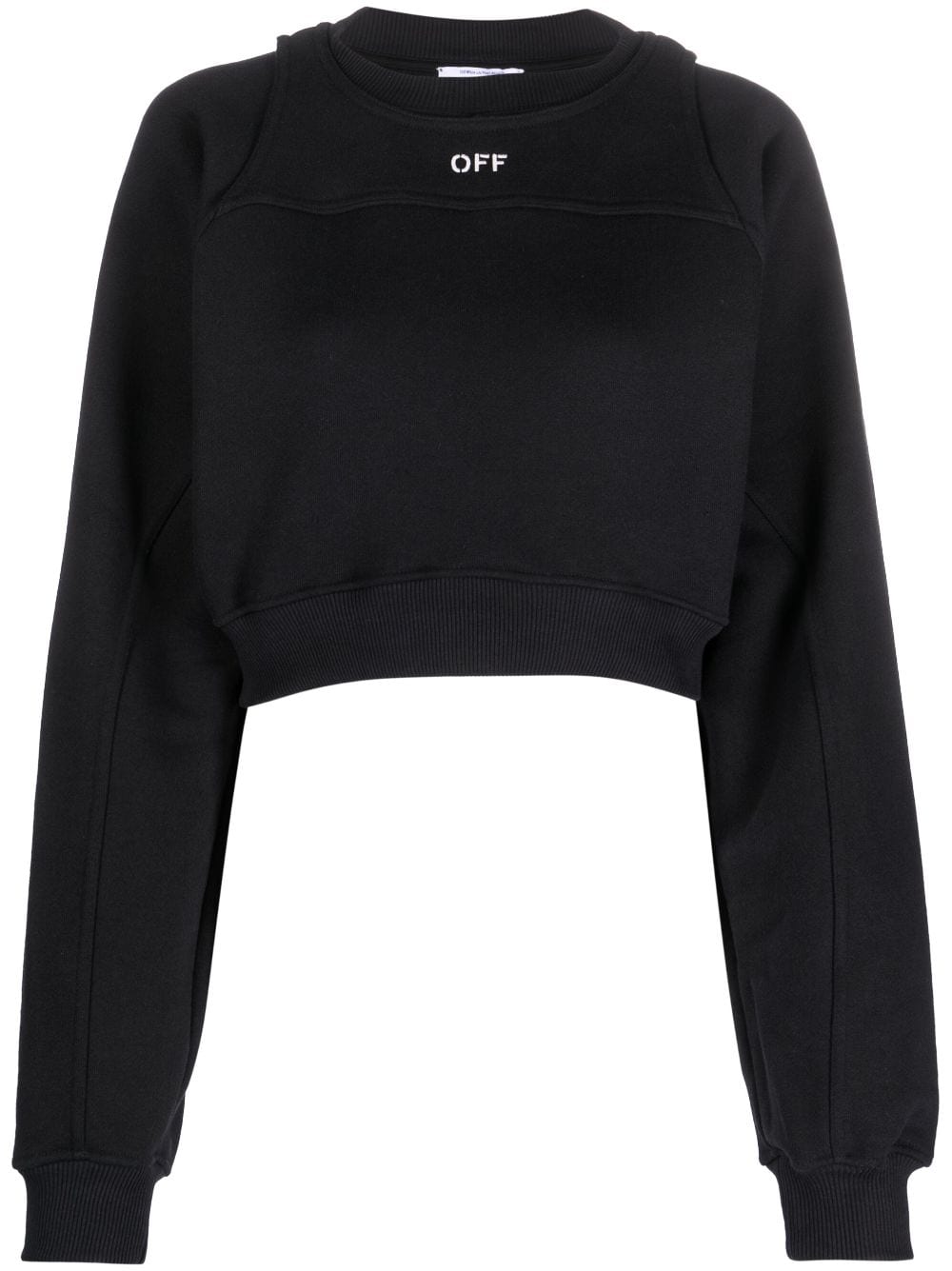 Off White Printed Crop Sweatshirt – Cotton 100%