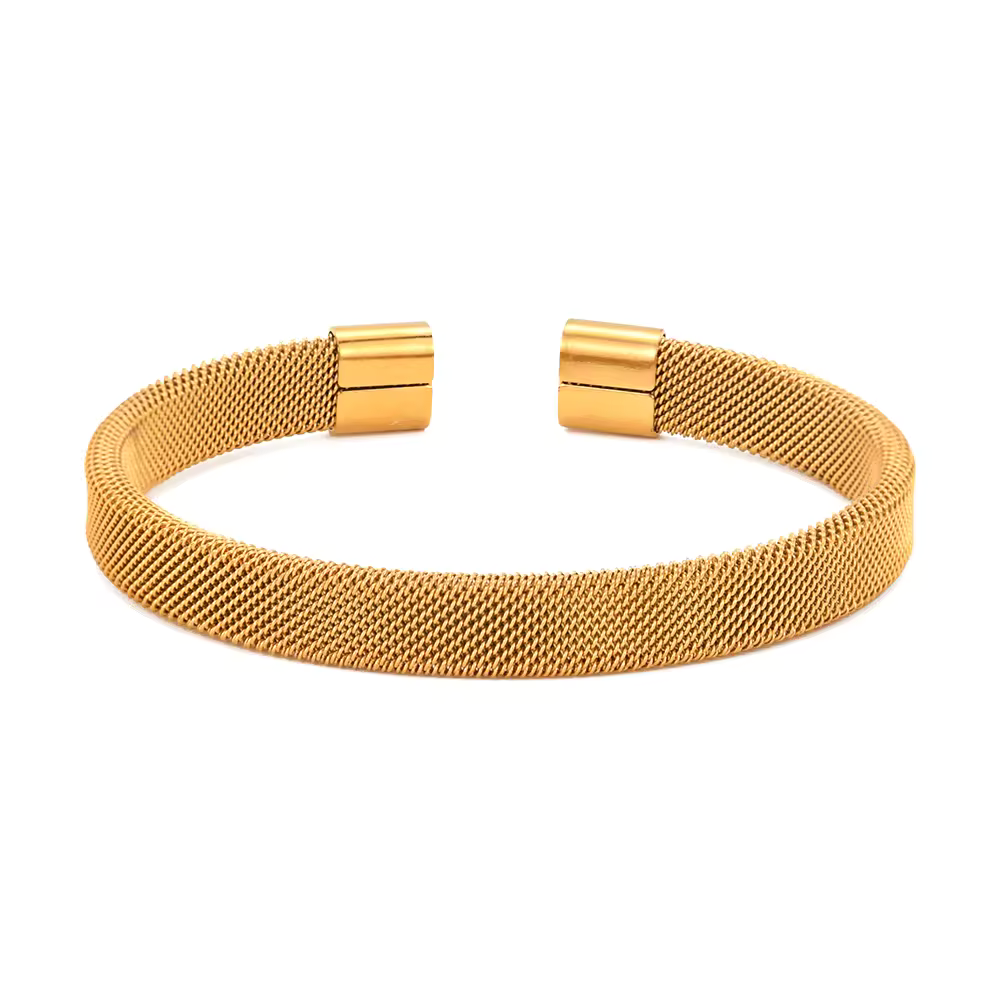 Branta Sleek Gold-Plated Mesh Cuff Bracelet For Men - view 2