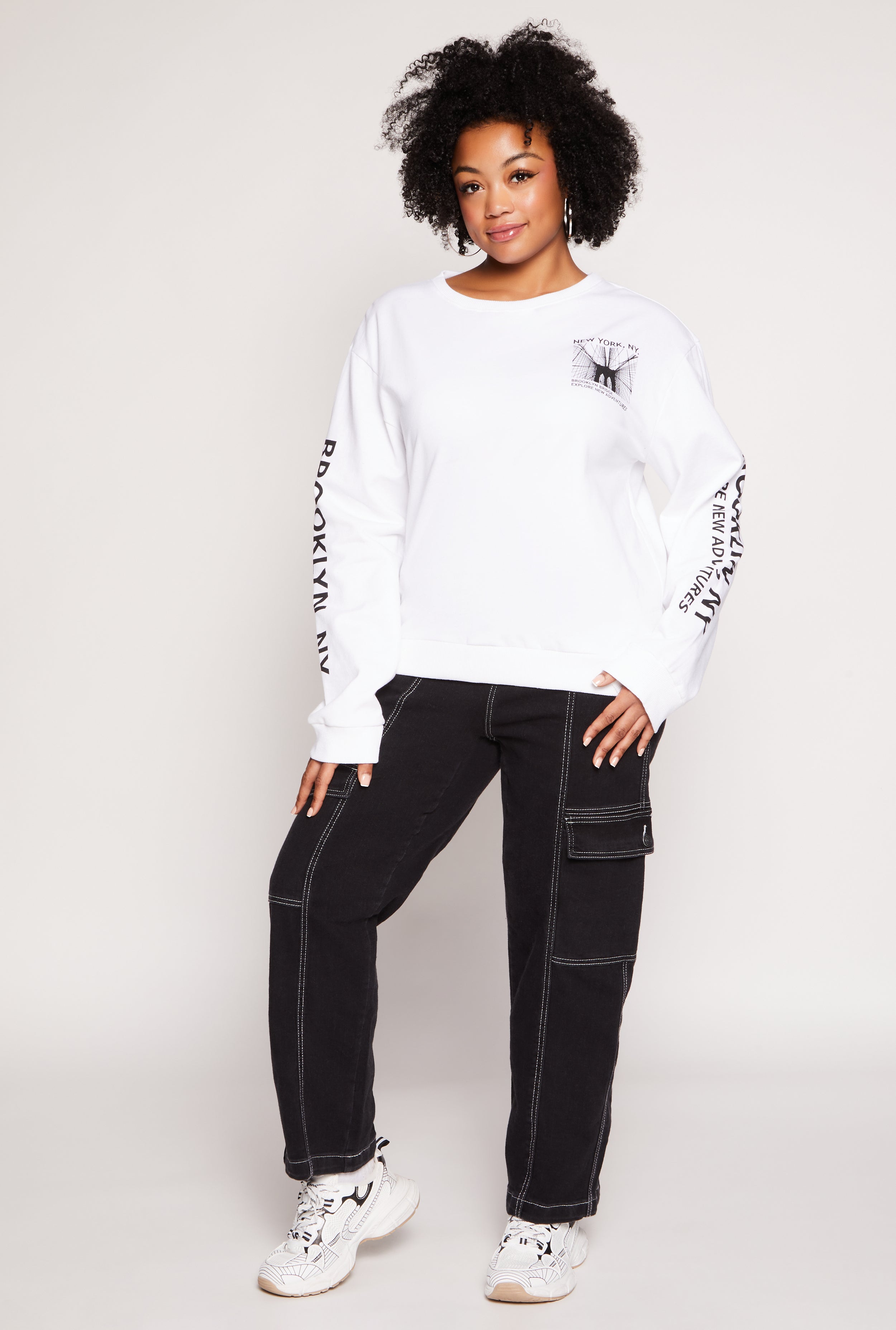 Rainbow Shops Plus Size Brooklyn Bridge Graphic Pullover Sweatshirt - view 2