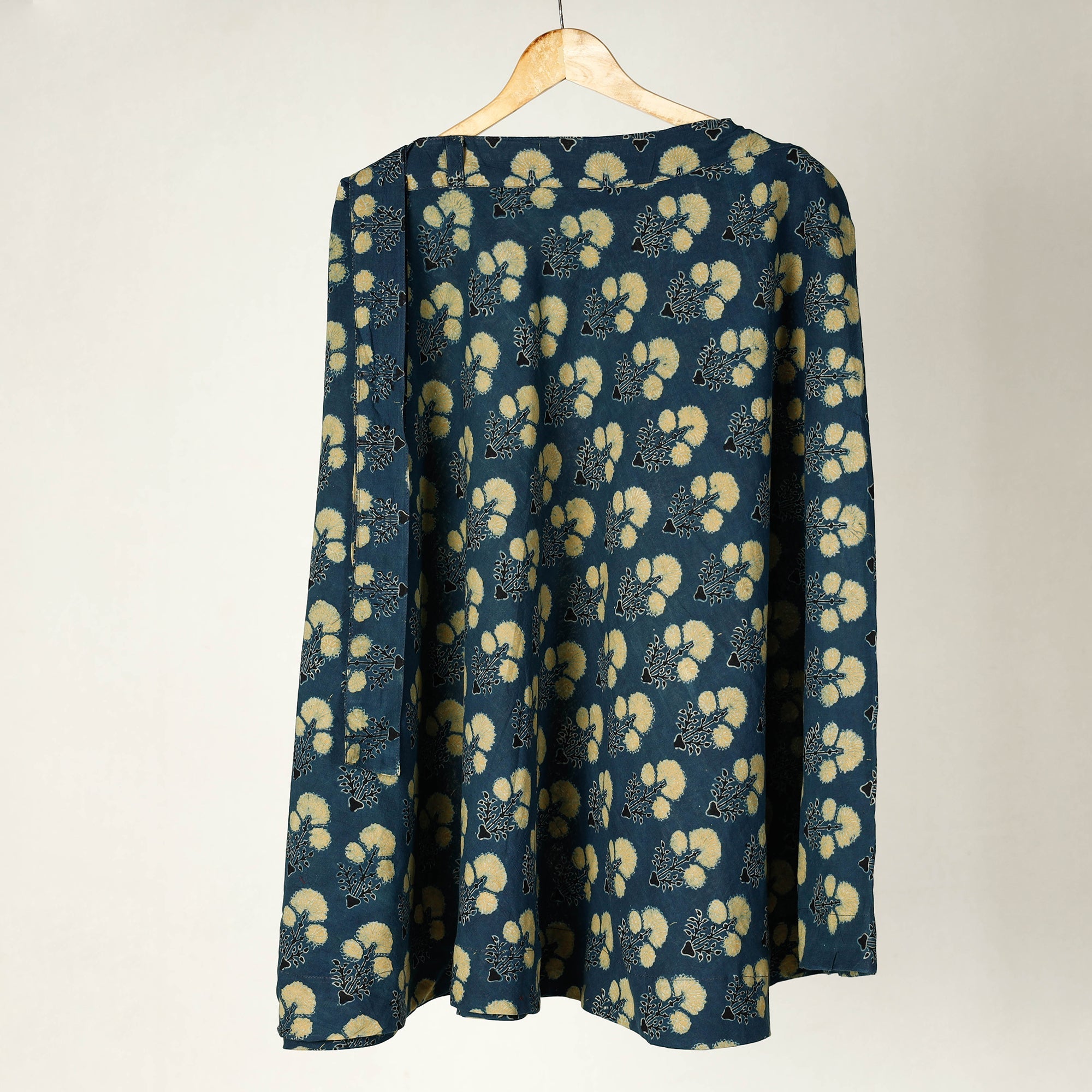NOORI BAZAR Blue - Ajrakh Block Printed Cotton Wrap Around Skirt