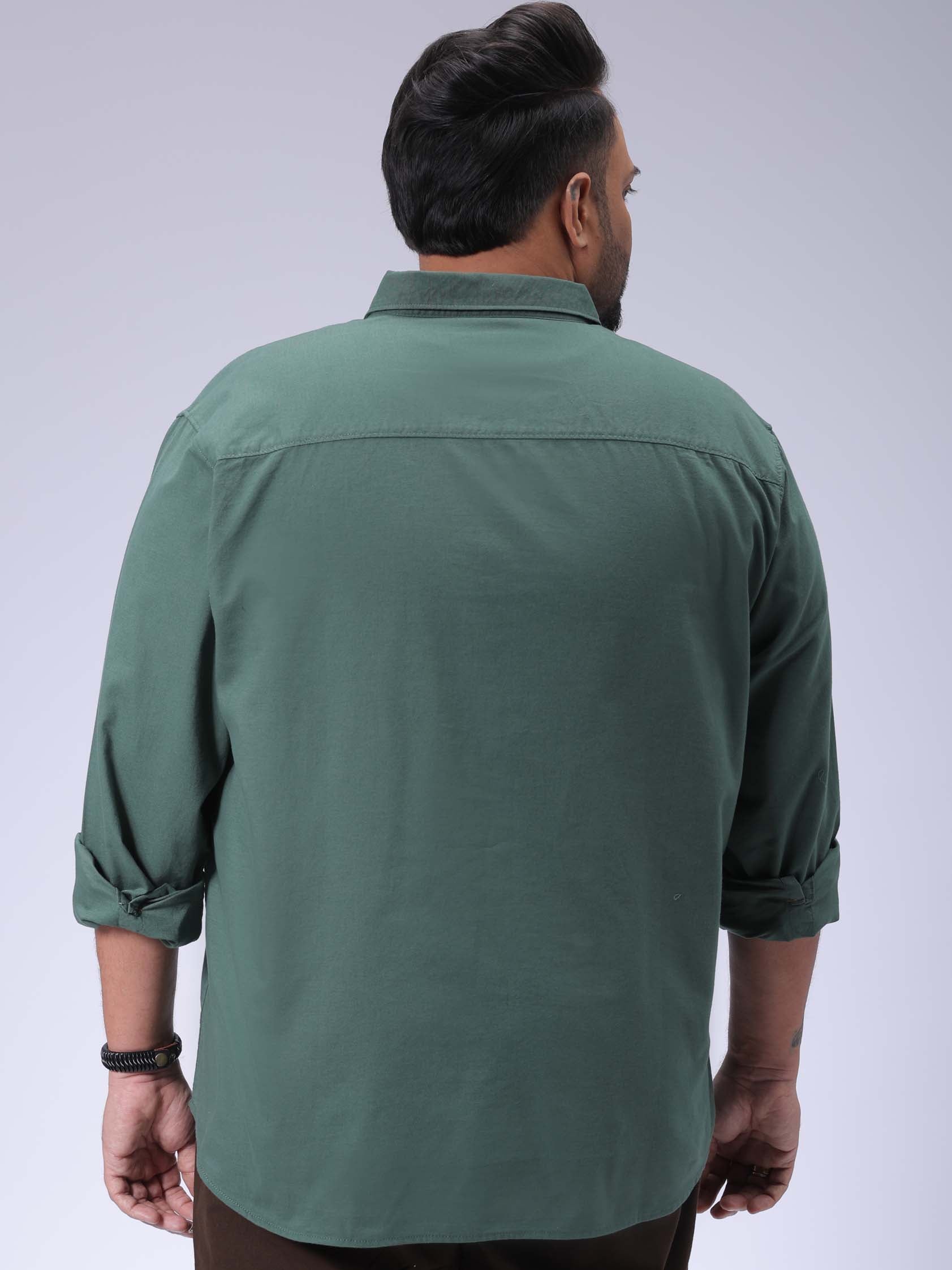 HARDSODA Men's Plus Size Green Regular Fit Solid Casual Shirt - view 3
