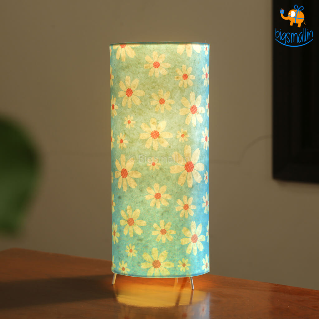 Ascetic Floral Printed Cylindrical Lamp