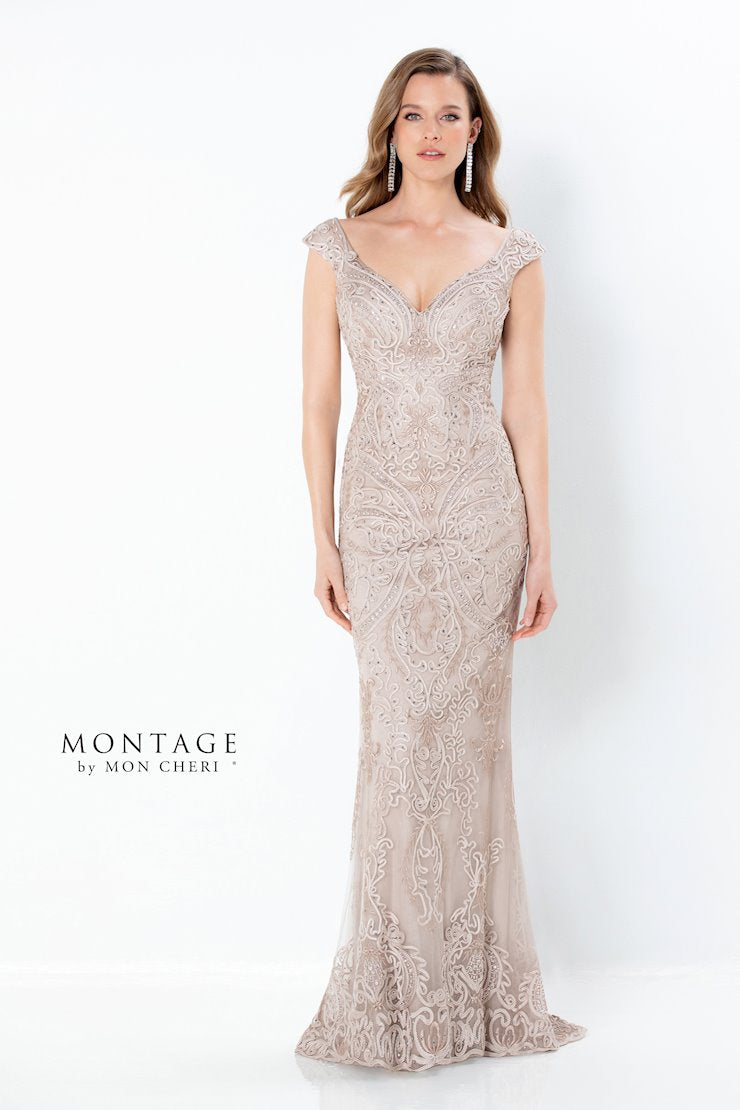 Montage 220934 Fitted Long Beaded Evening Formal Dress