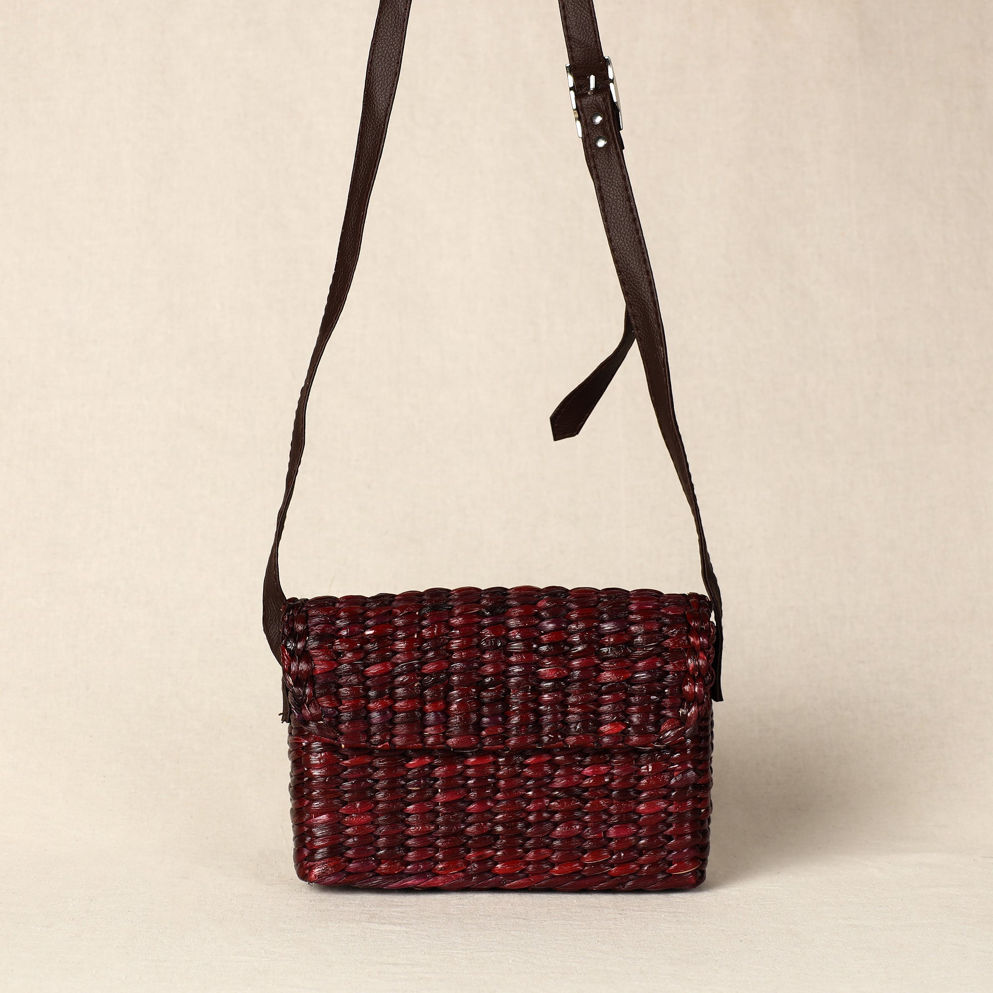 ITOKRI CRAFTS INITIATIVE Brown - Handmade Organic Water Hyacinth Sling Bag from Assam