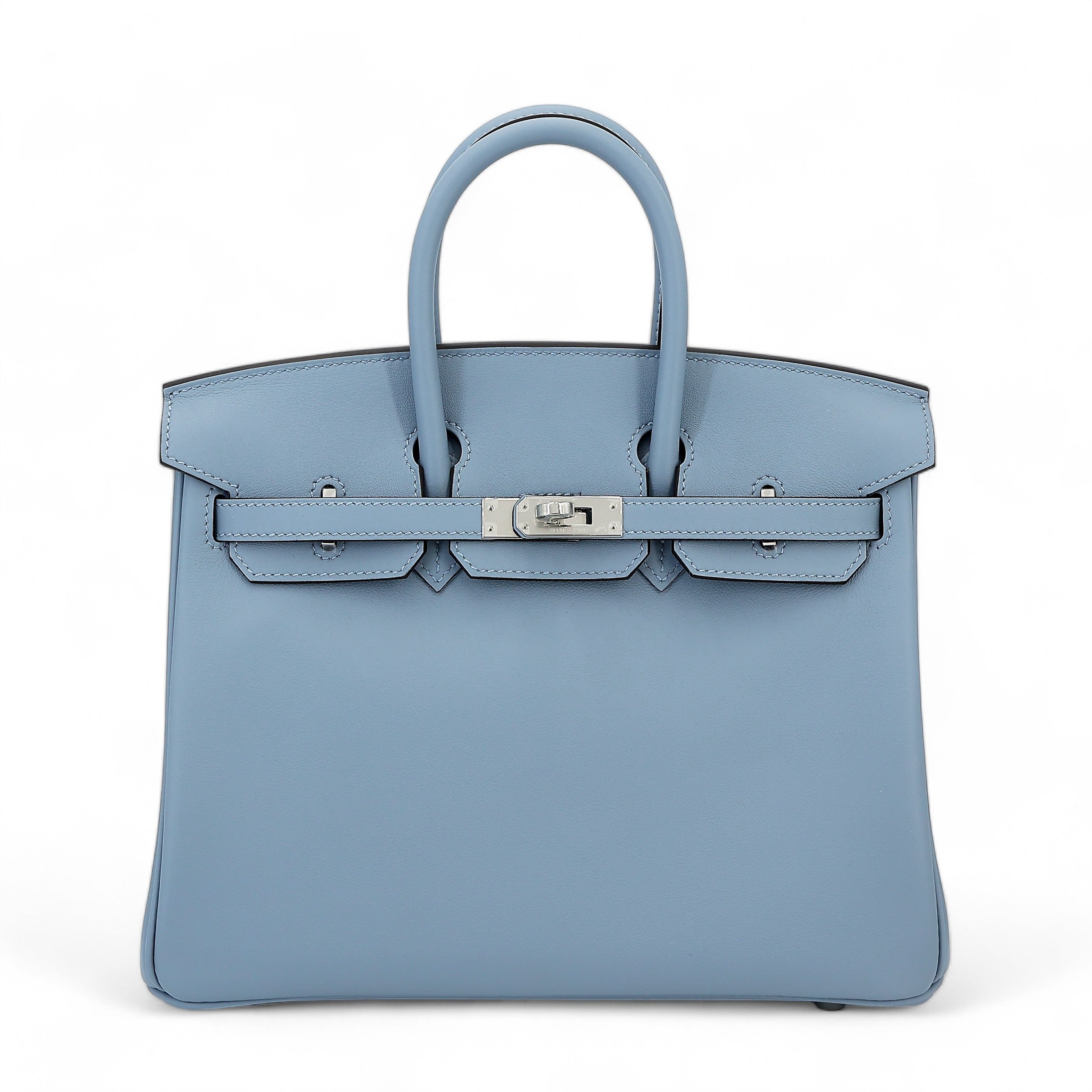 Cop Underdog HERMÈS Birkin 25 Bleu Lin Swift Palladium hardware